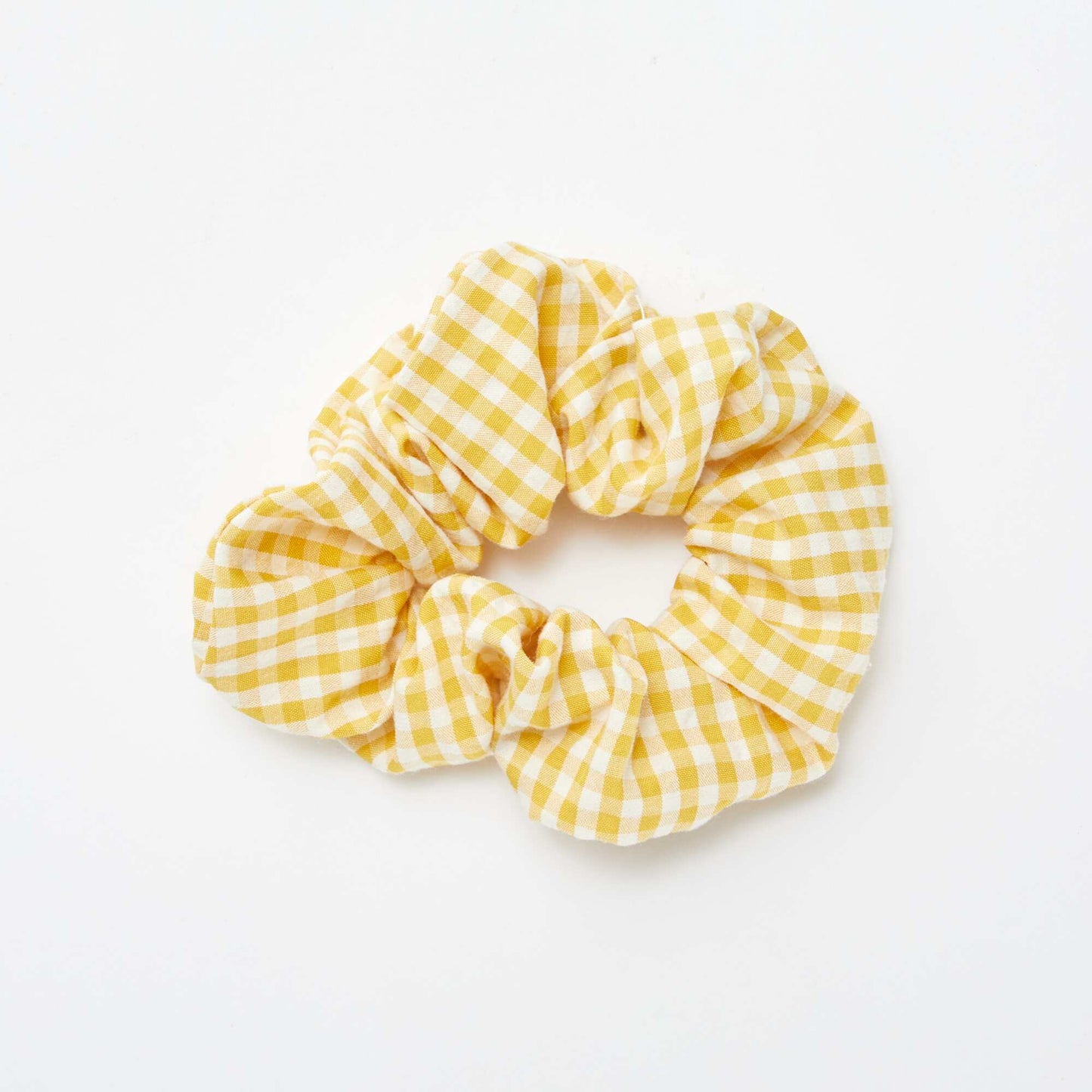 Chouchou en coton vichy JAUNE