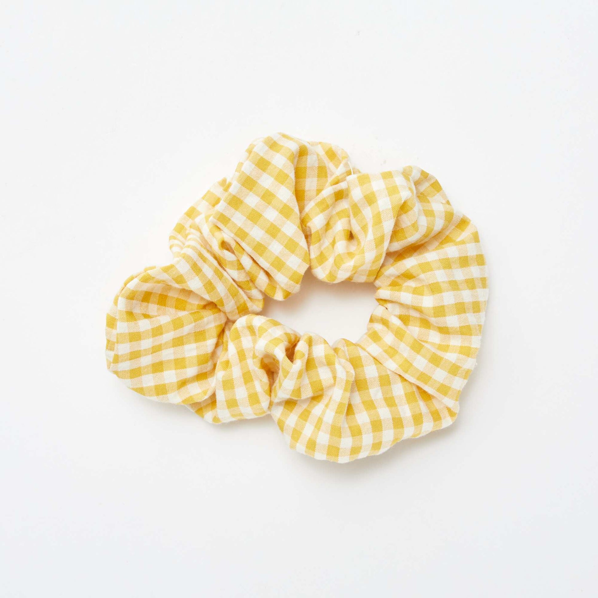 Chouchou en coton vichy JAUNE