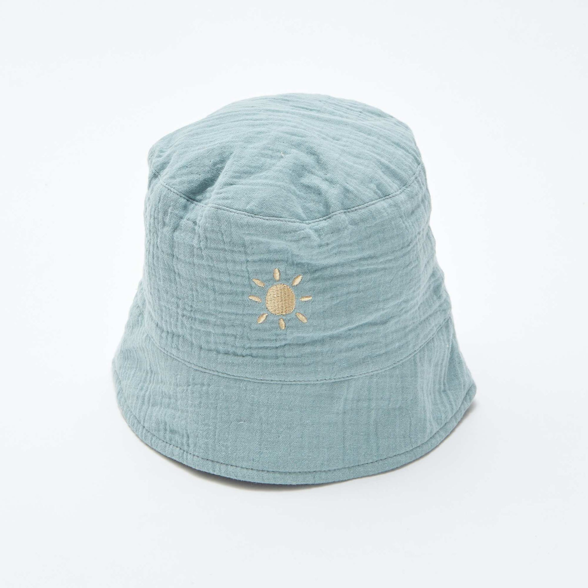 Bob en gaze de coton avec broderie soleil BLEU