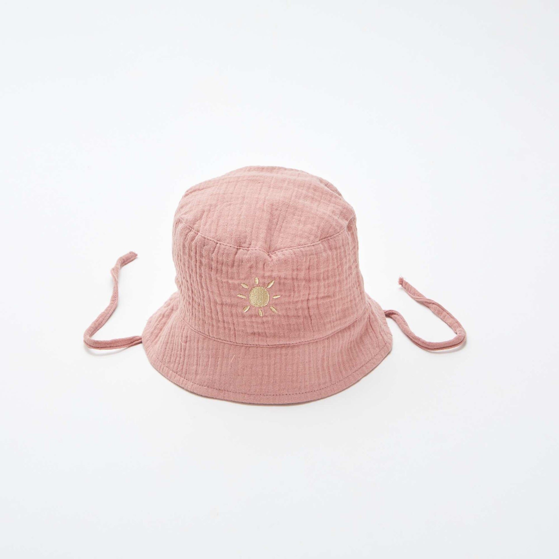Bob en gaze de coton avec broderie soleil ROSE