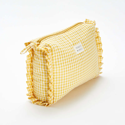 Trousse de toilettes vichy à froufrous JAUNE