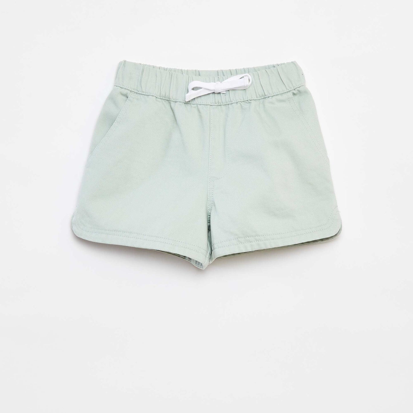 Short en twill à taille élastiquée BLEU