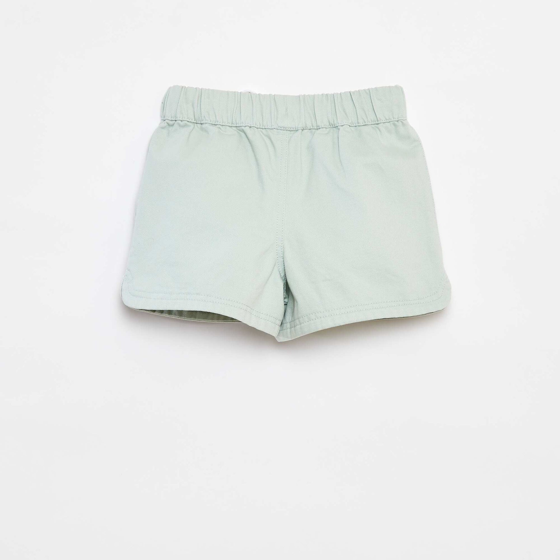 Short en twill à taille élastiquée BLEU
