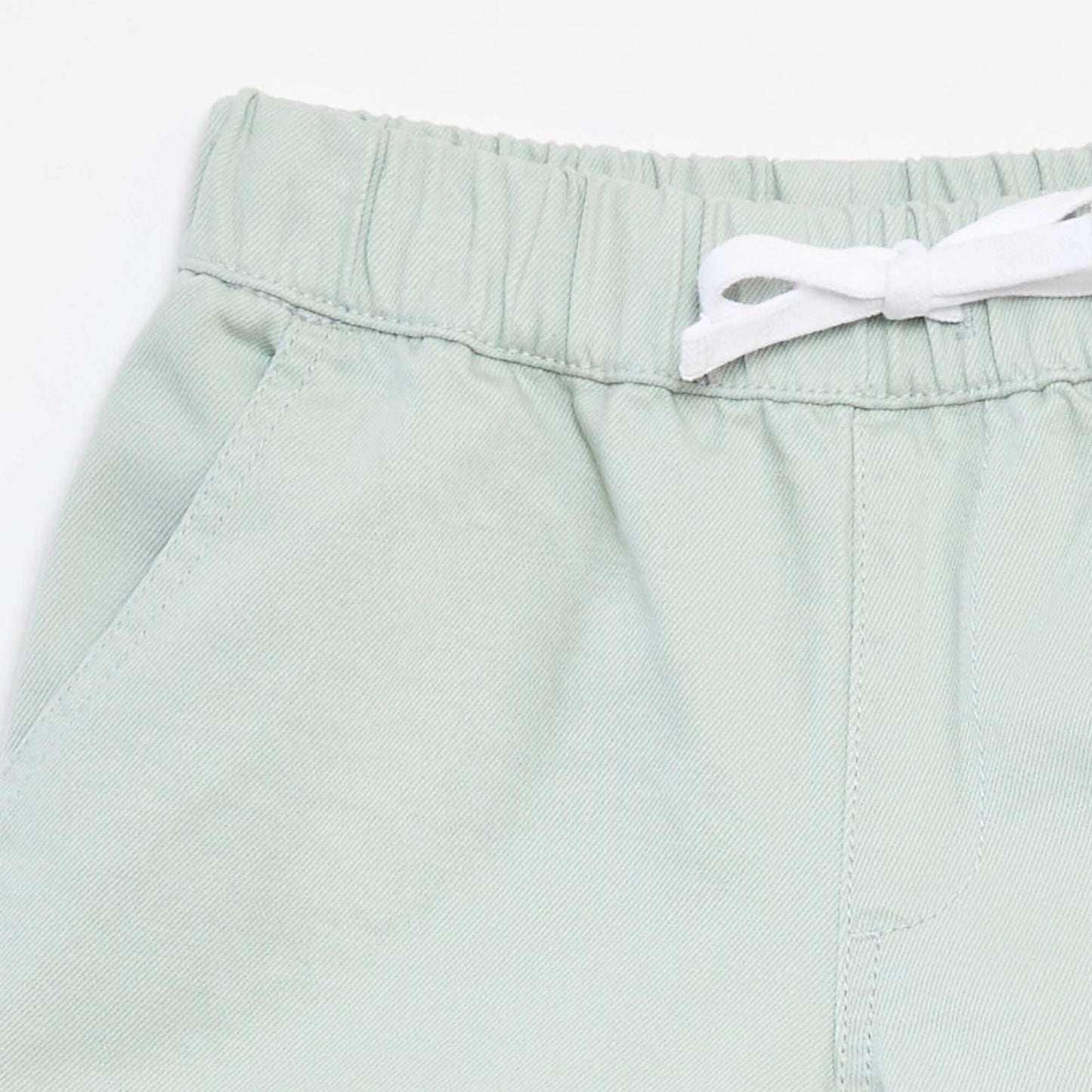 Short en twill à taille élastiquée BLEU