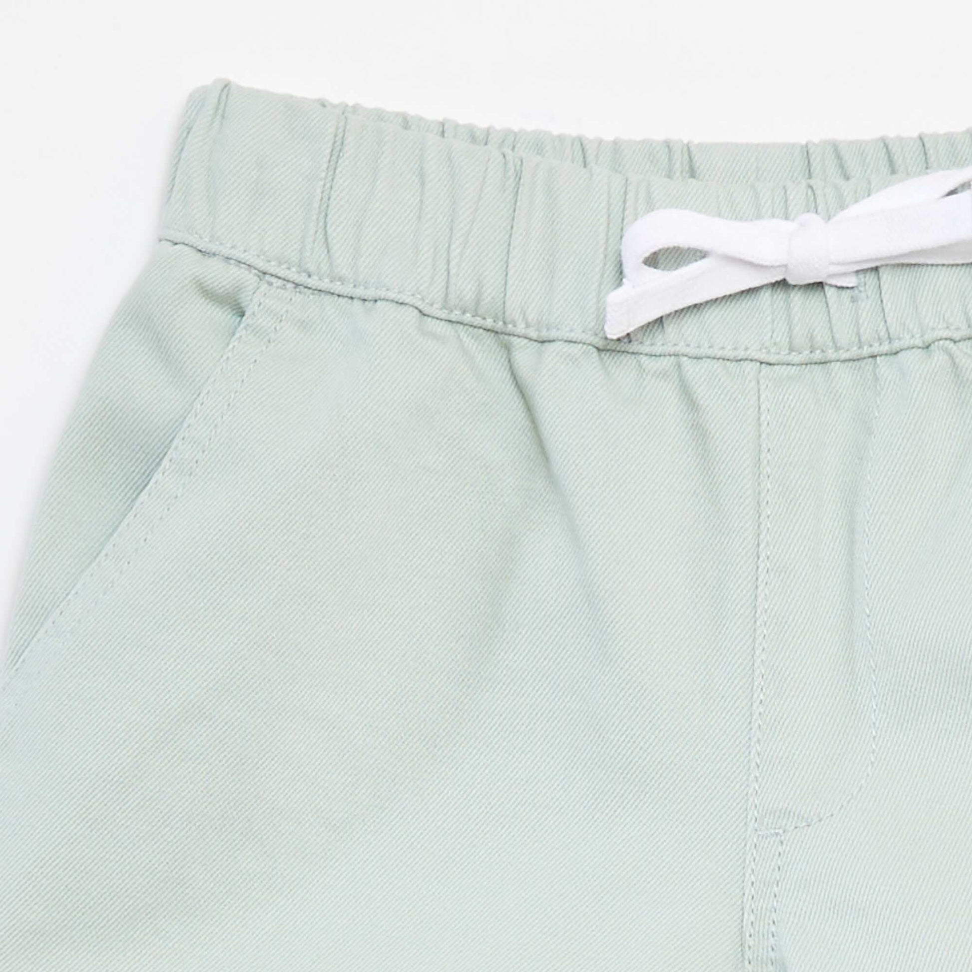 Short en twill à taille élastiquée BLEU