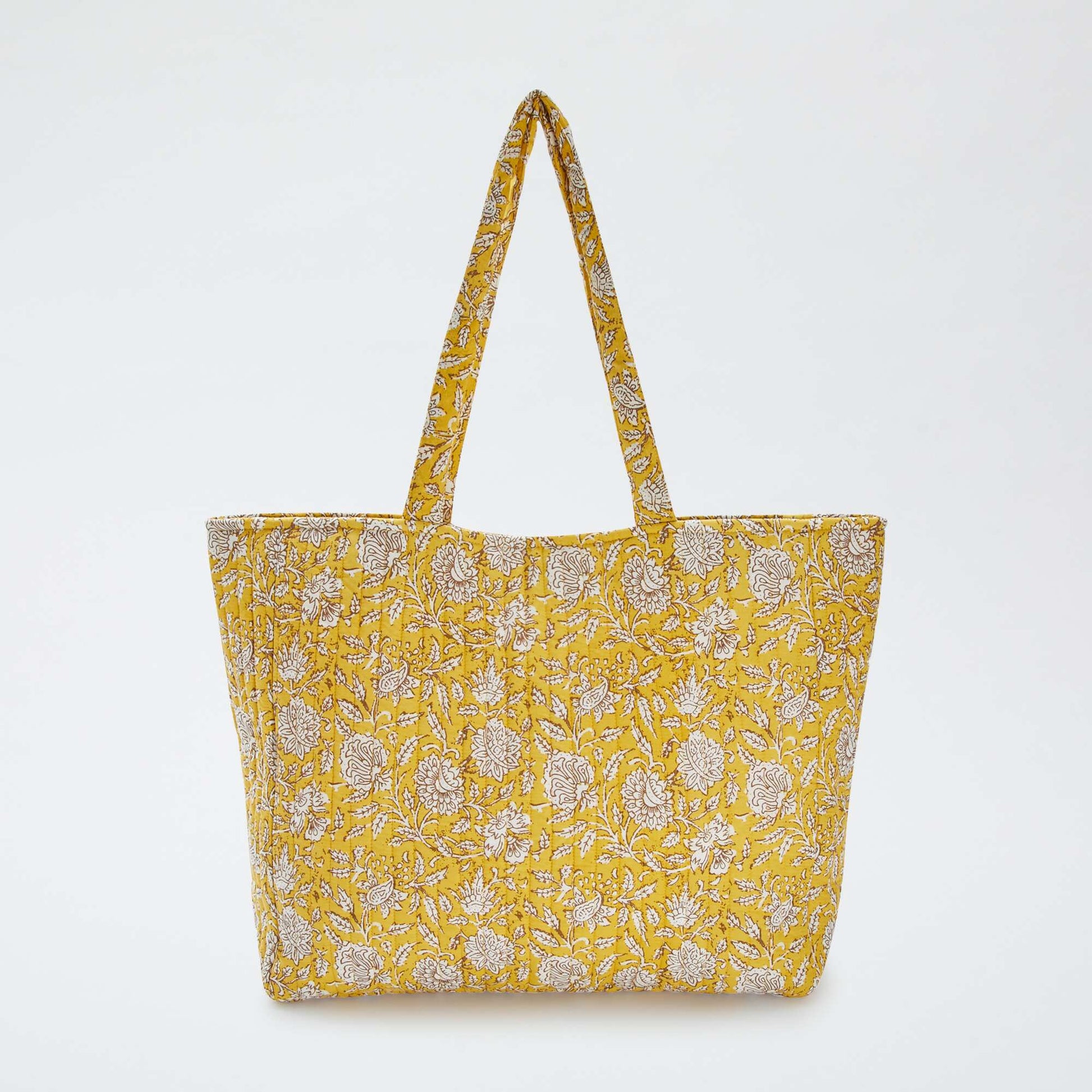 Sac cabas matelassé avec imprimé JAUNE