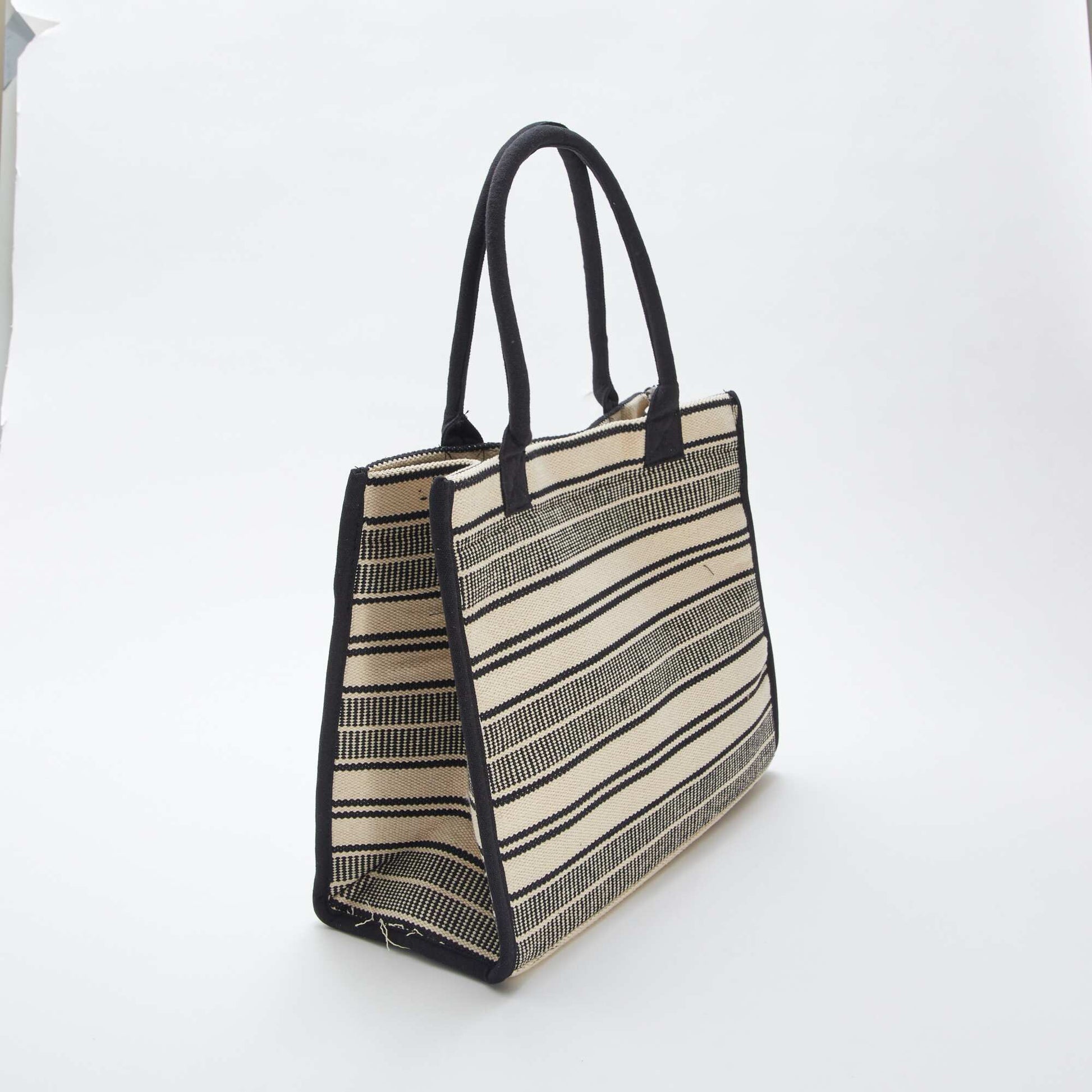 Sac cabas à imprimé rayures NOIR