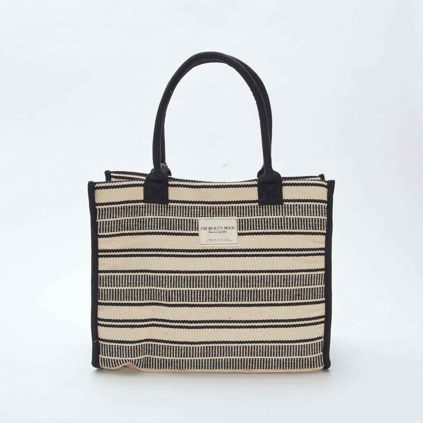 Sac cabas à imprimé rayures NOIR