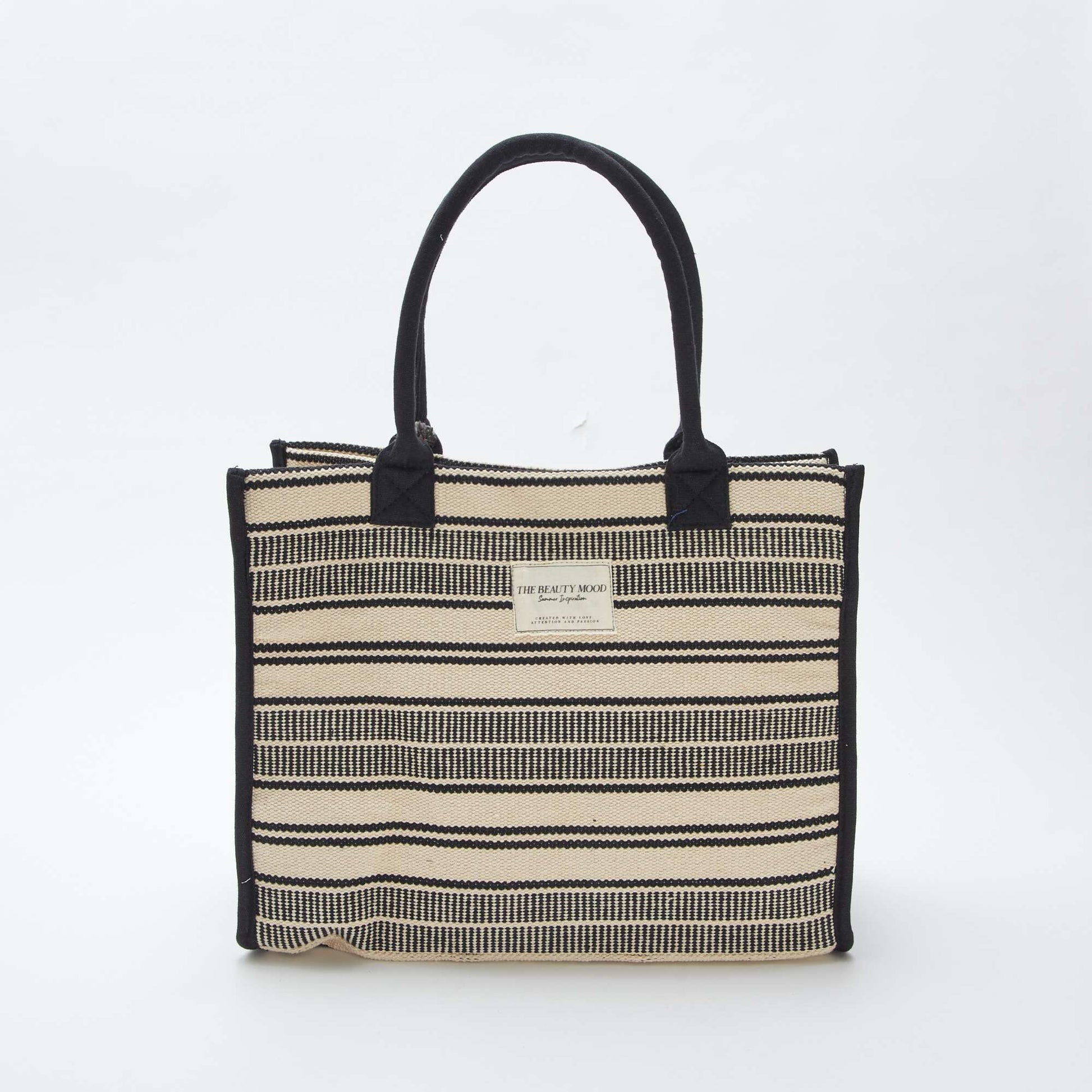 Sac cabas à imprimé rayures NOIR