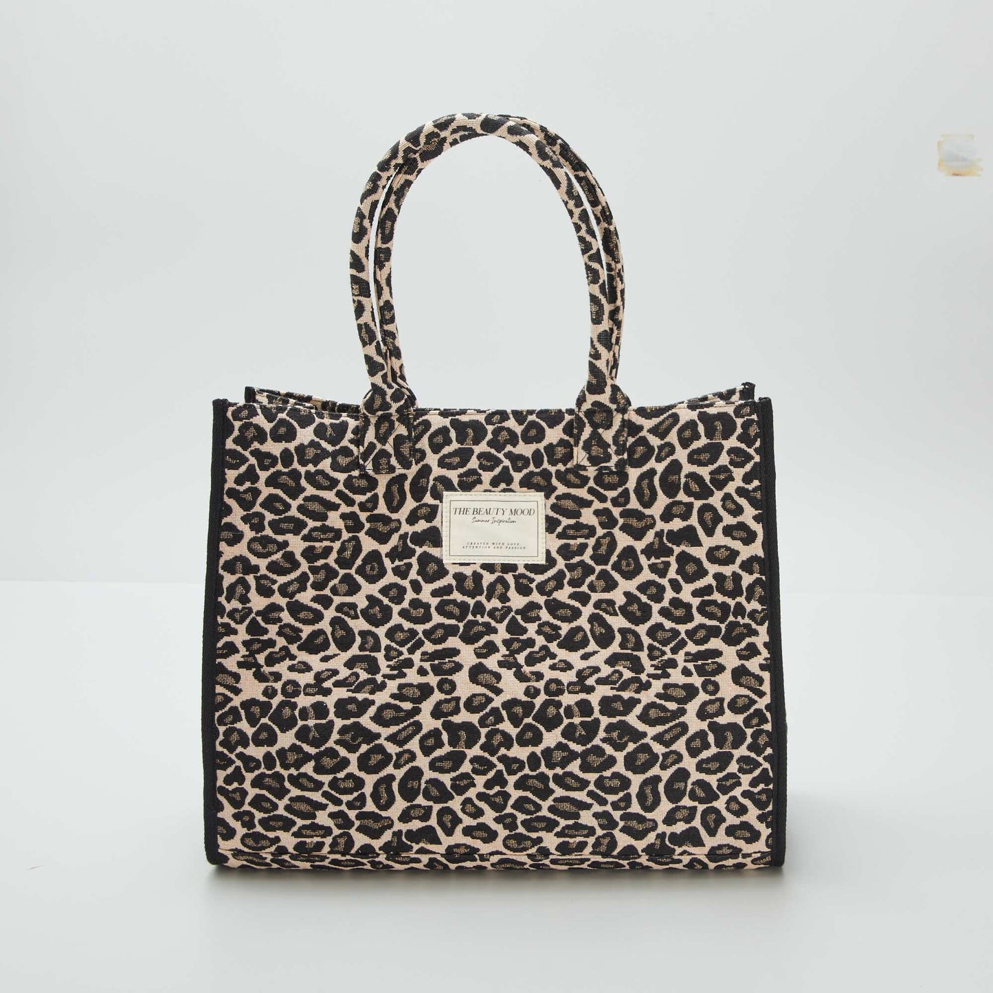 Sac cabas imprimé 'léopard' MARRON