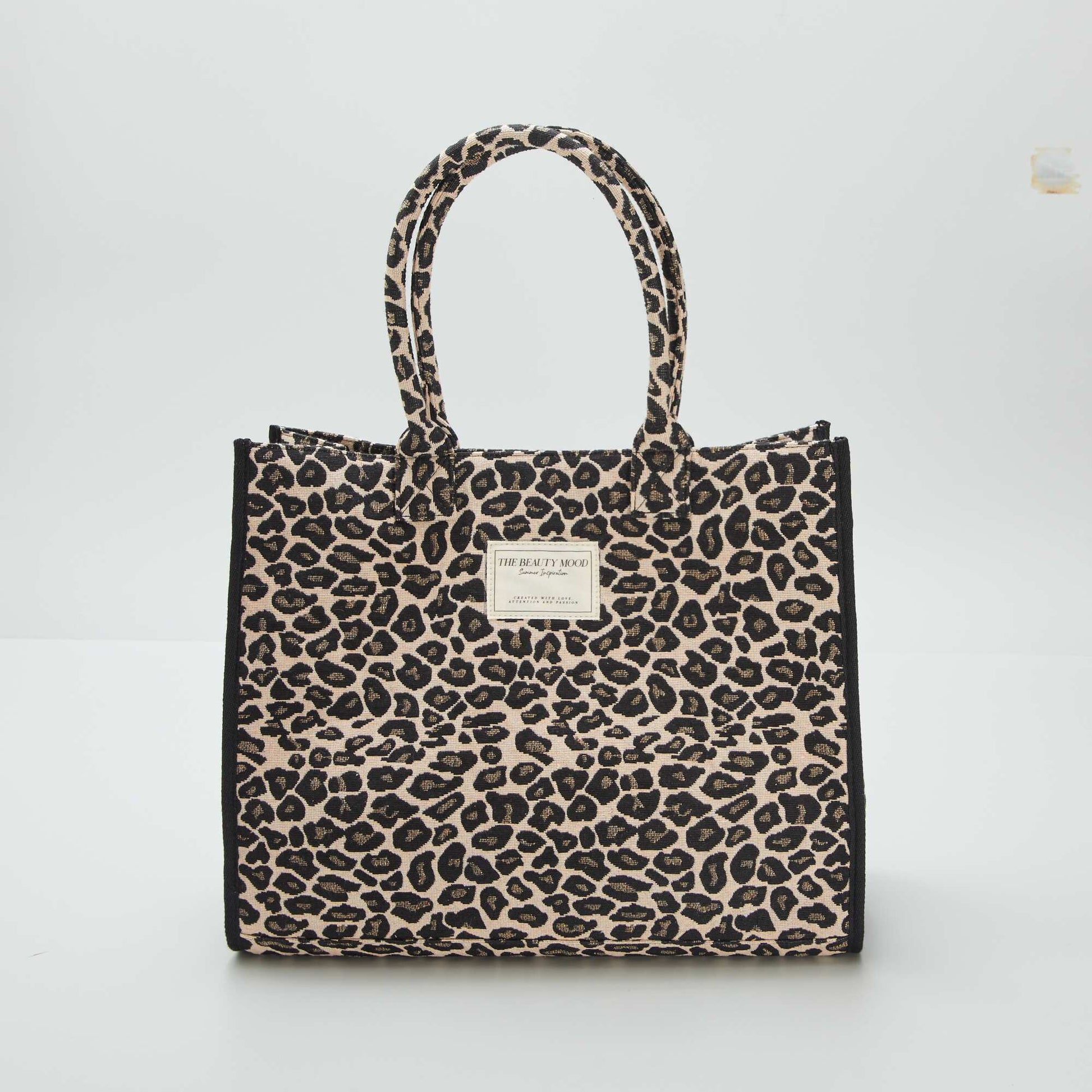 Sac cabas imprimé 'léopard' MARRON