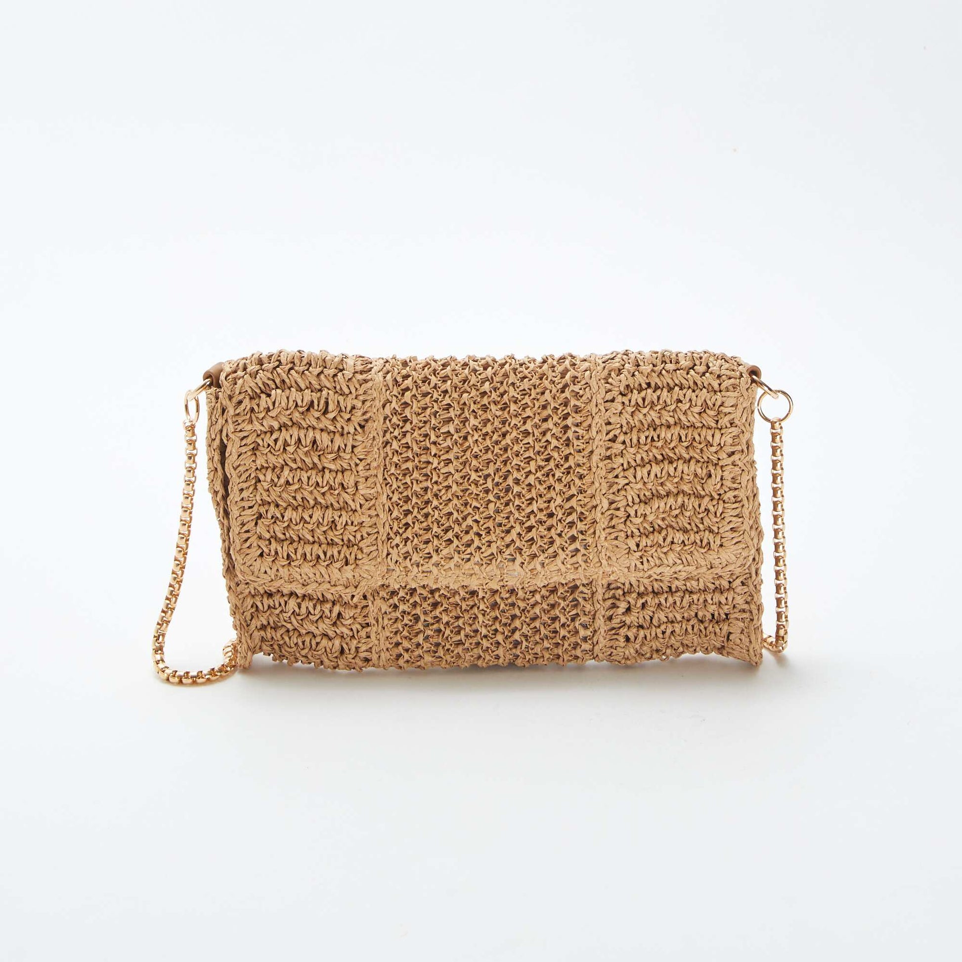 Pochette en raphia avec bandoulière BEIGE
