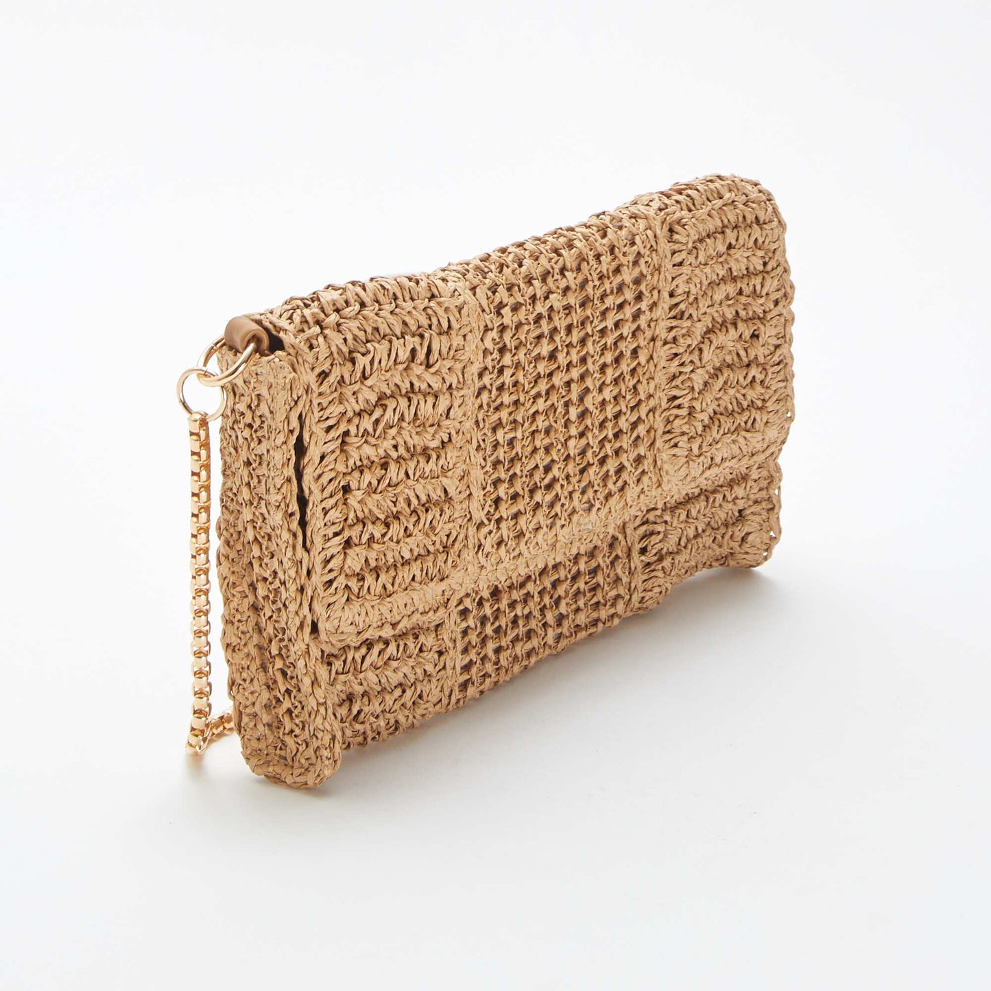 Pochette en raphia avec bandoulière BEIGE