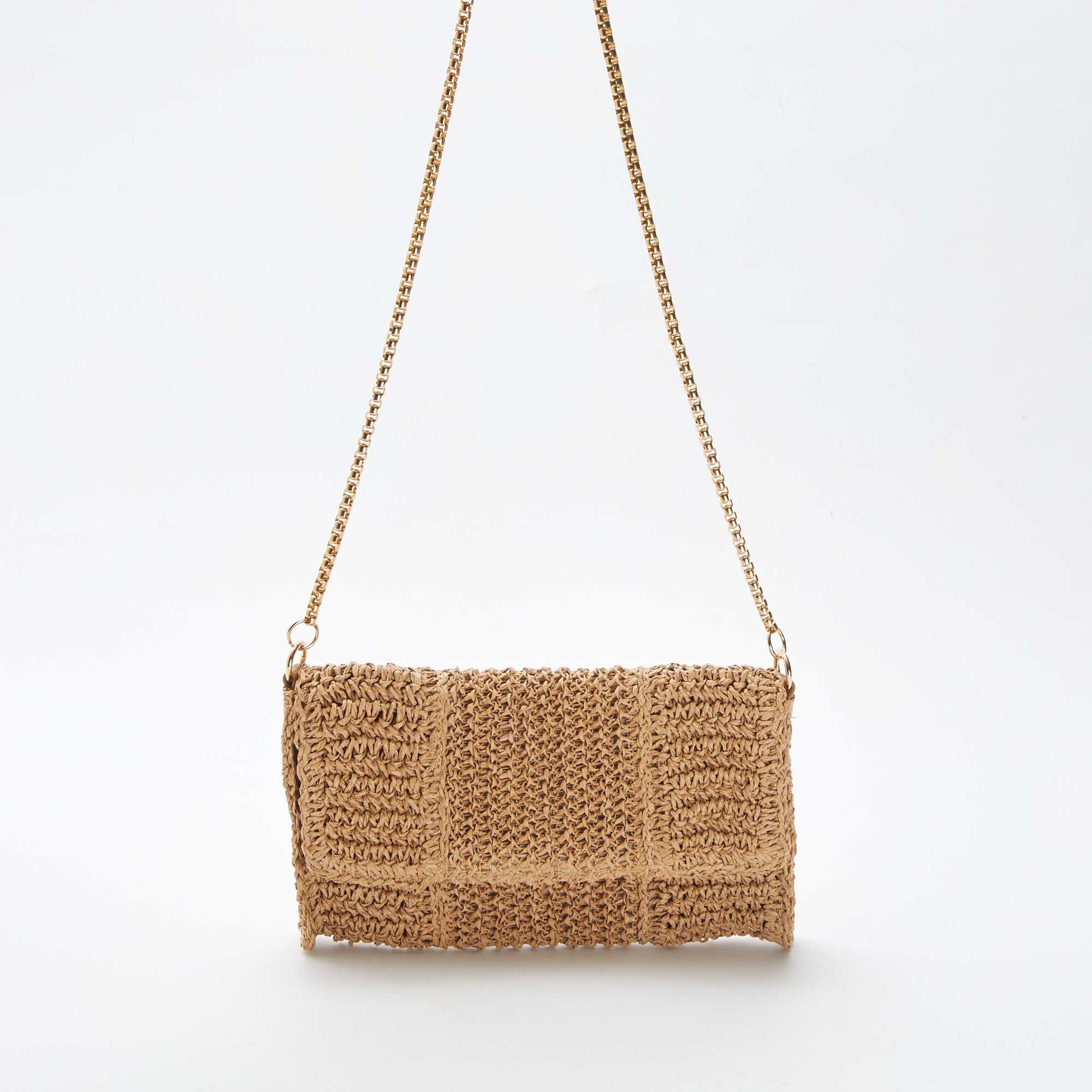 Pochette en raphia avec bandoulière BEIGE