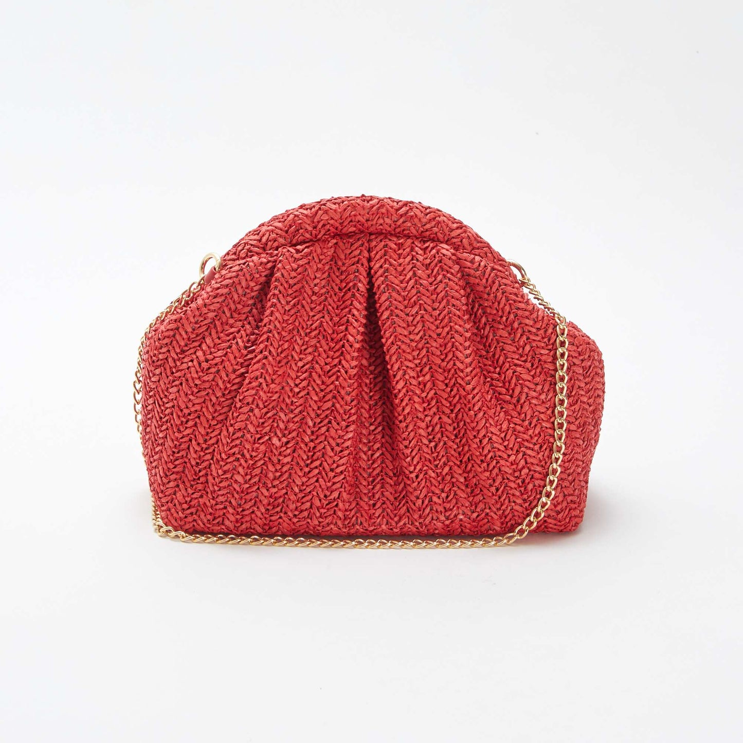 Sac bandoulière en raphia ROUGE