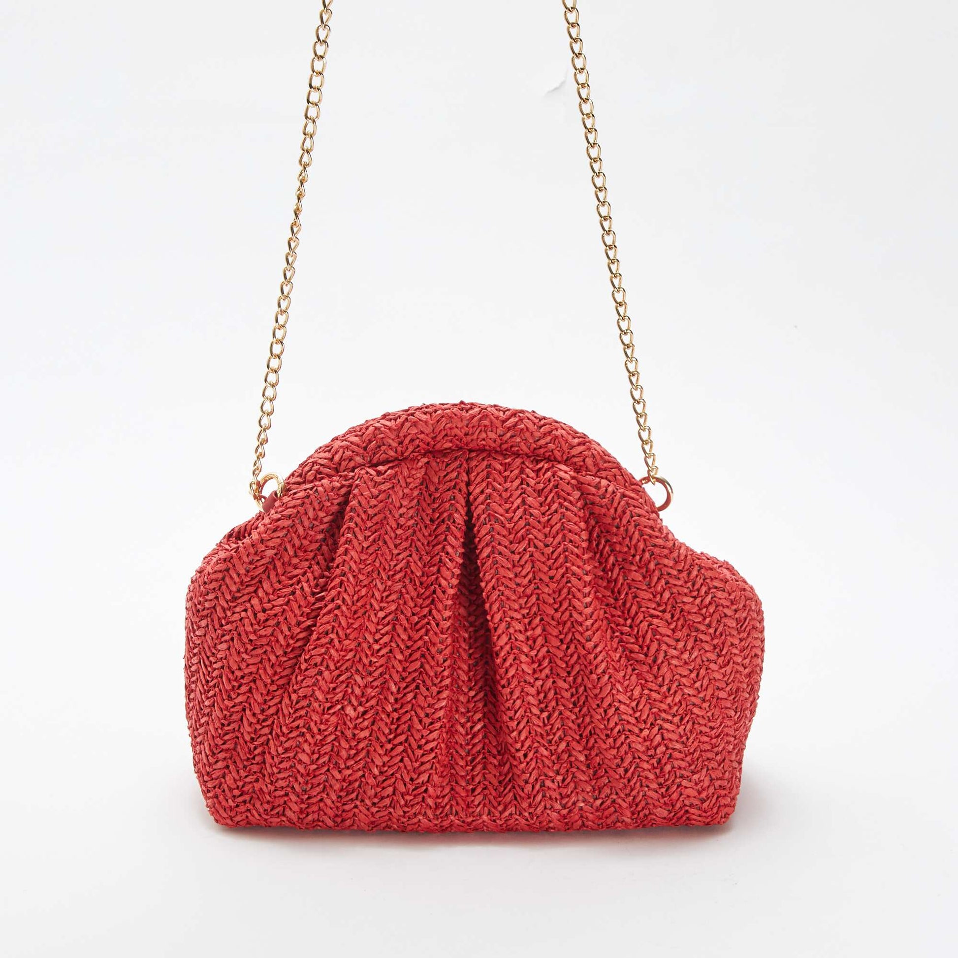 Sac bandoulière en raphia ROUGE