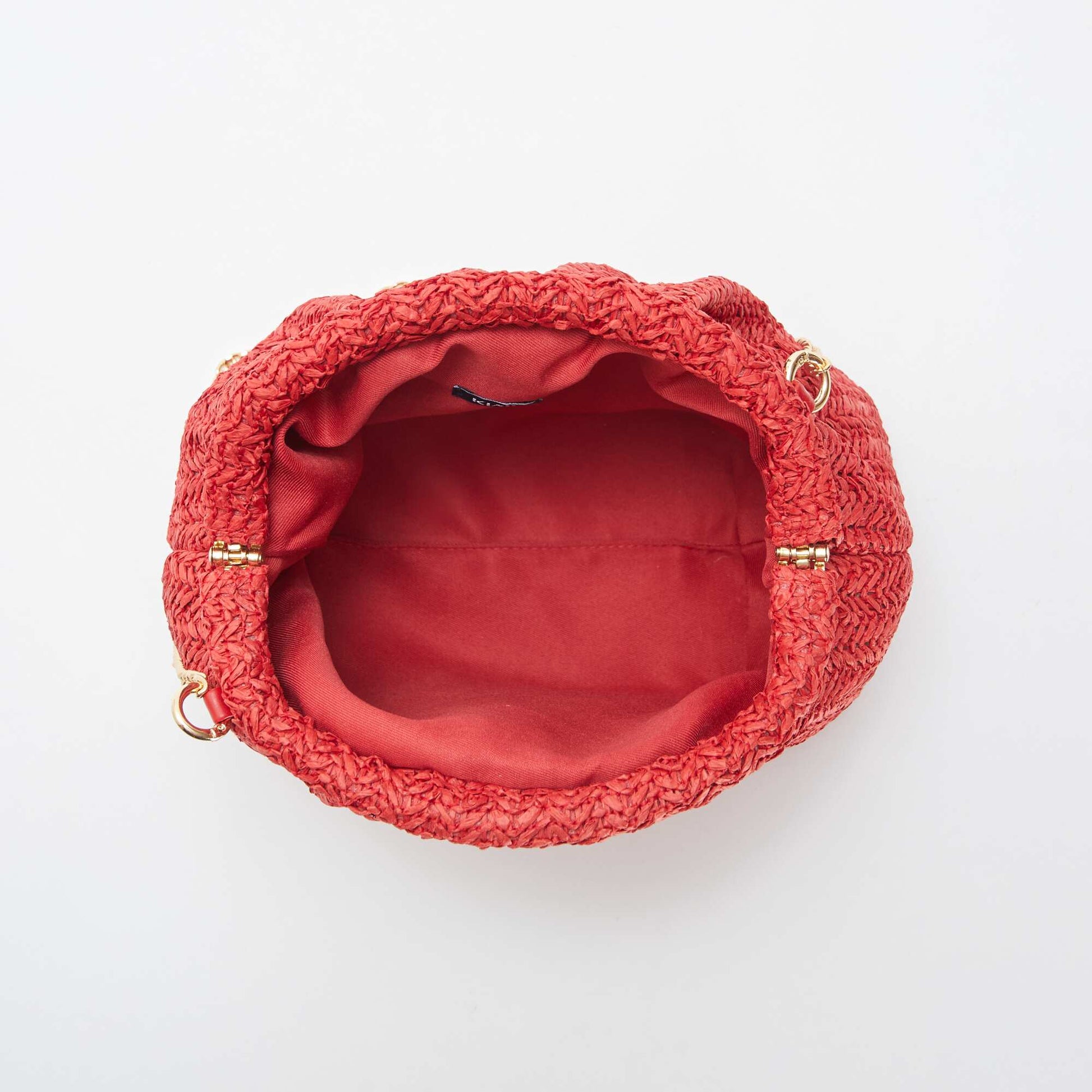Sac bandoulière en raphia ROUGE