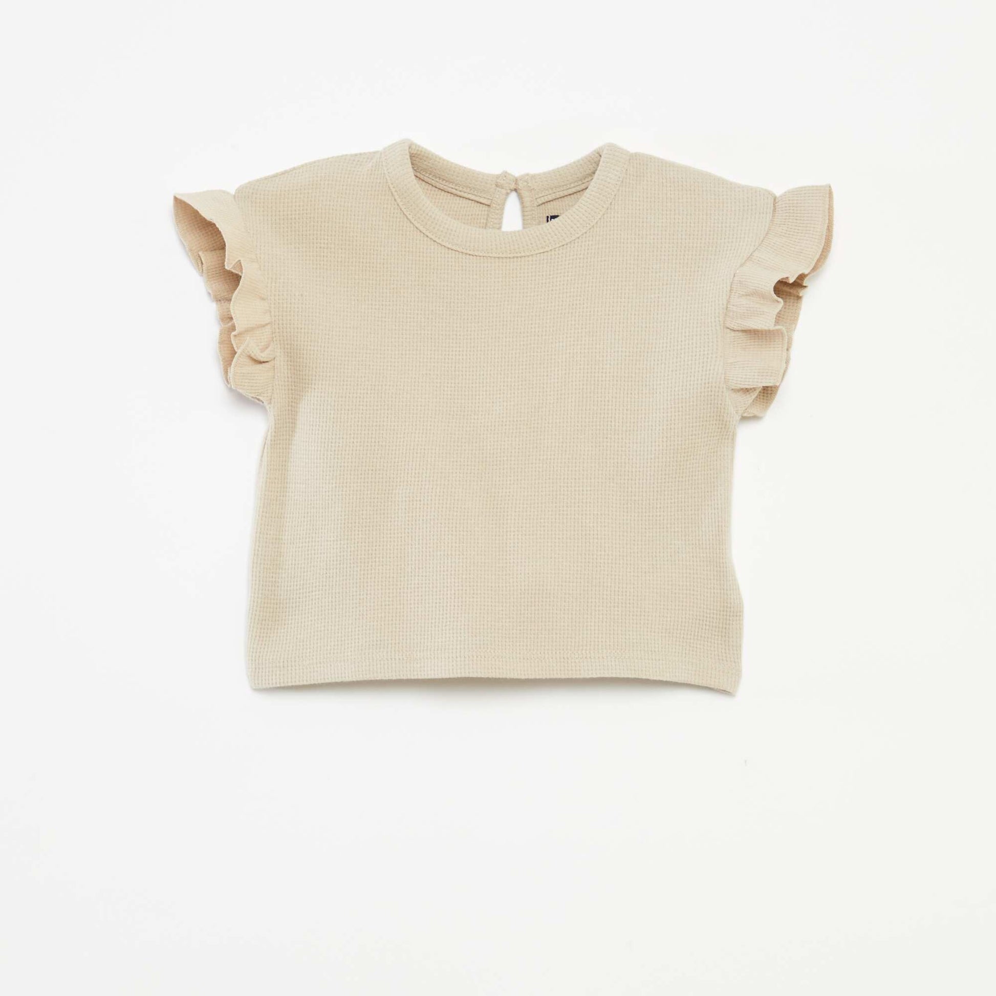 Ensemble t-shirt + short + bob en maille gaufrée - 3 pièces BEIGE