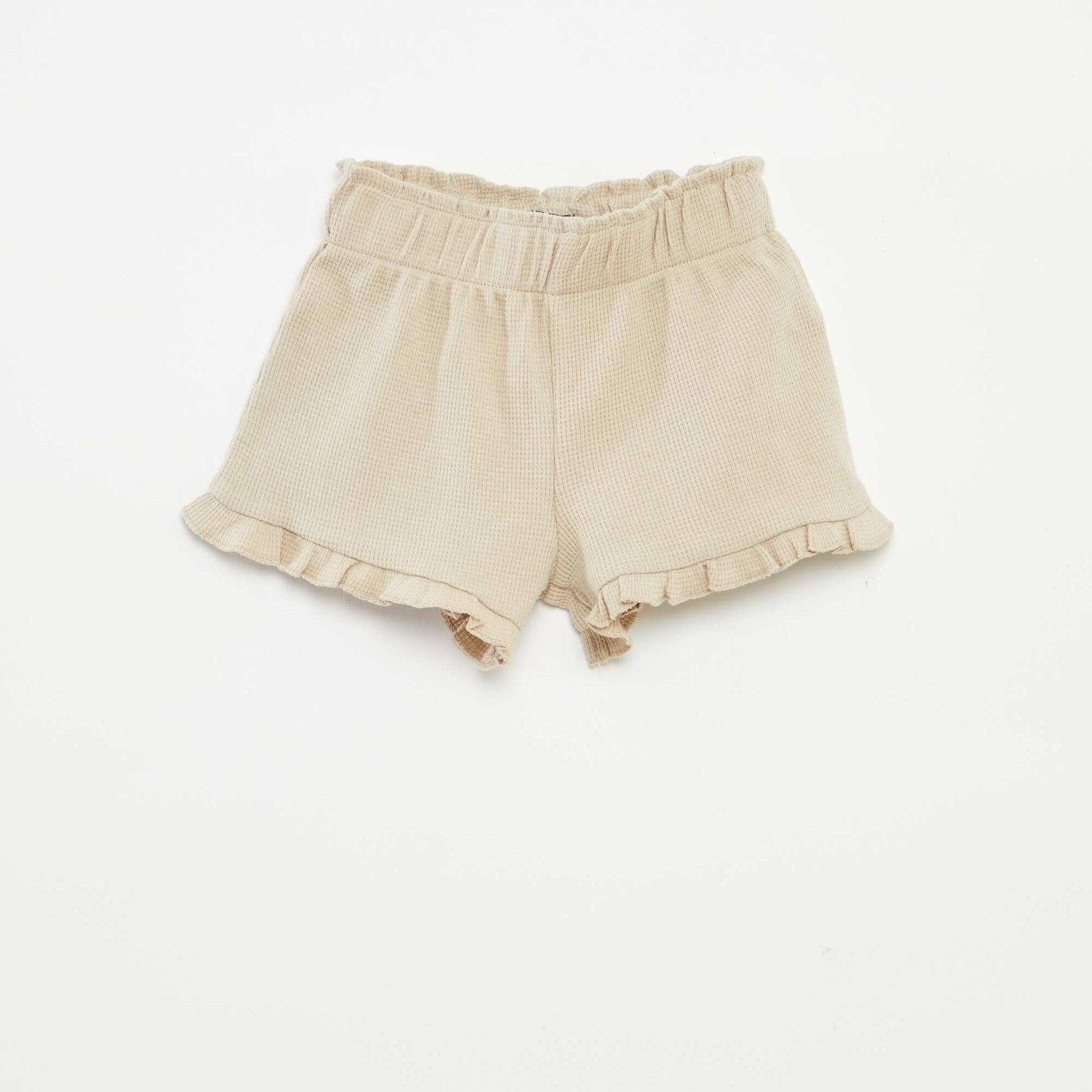 Ensemble t-shirt + short + bob en maille gaufrée - 3 pièces BEIGE