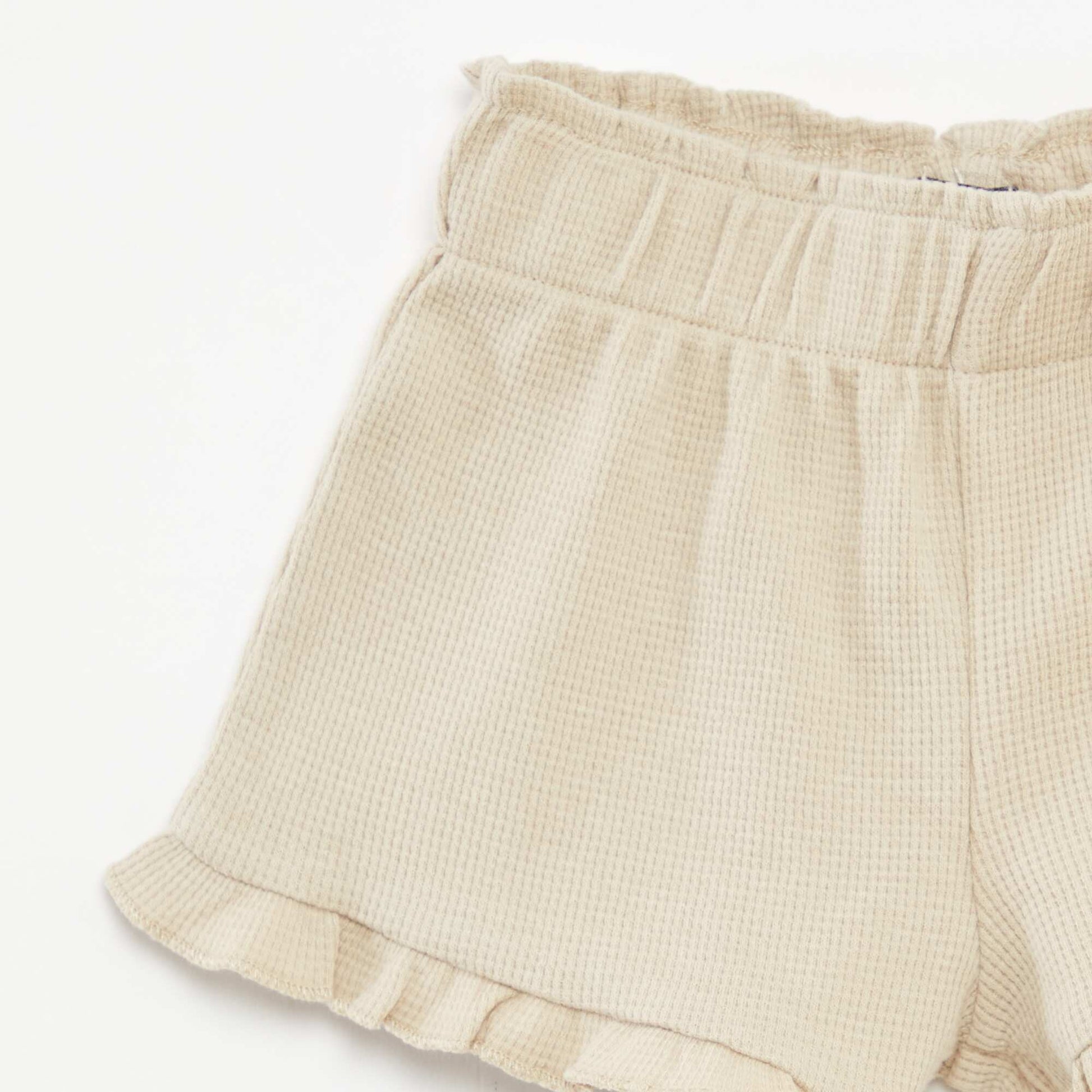 Ensemble t-shirt + short + bob en maille gaufrée - 3 pièces BEIGE