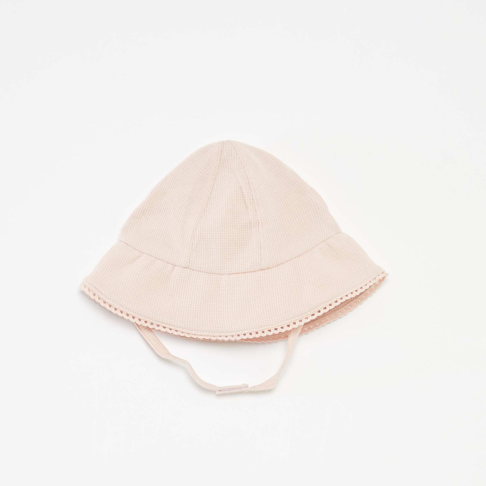 Ensemble t-shirt + short + bob en maille gaufrée - 3 pièces ROSE