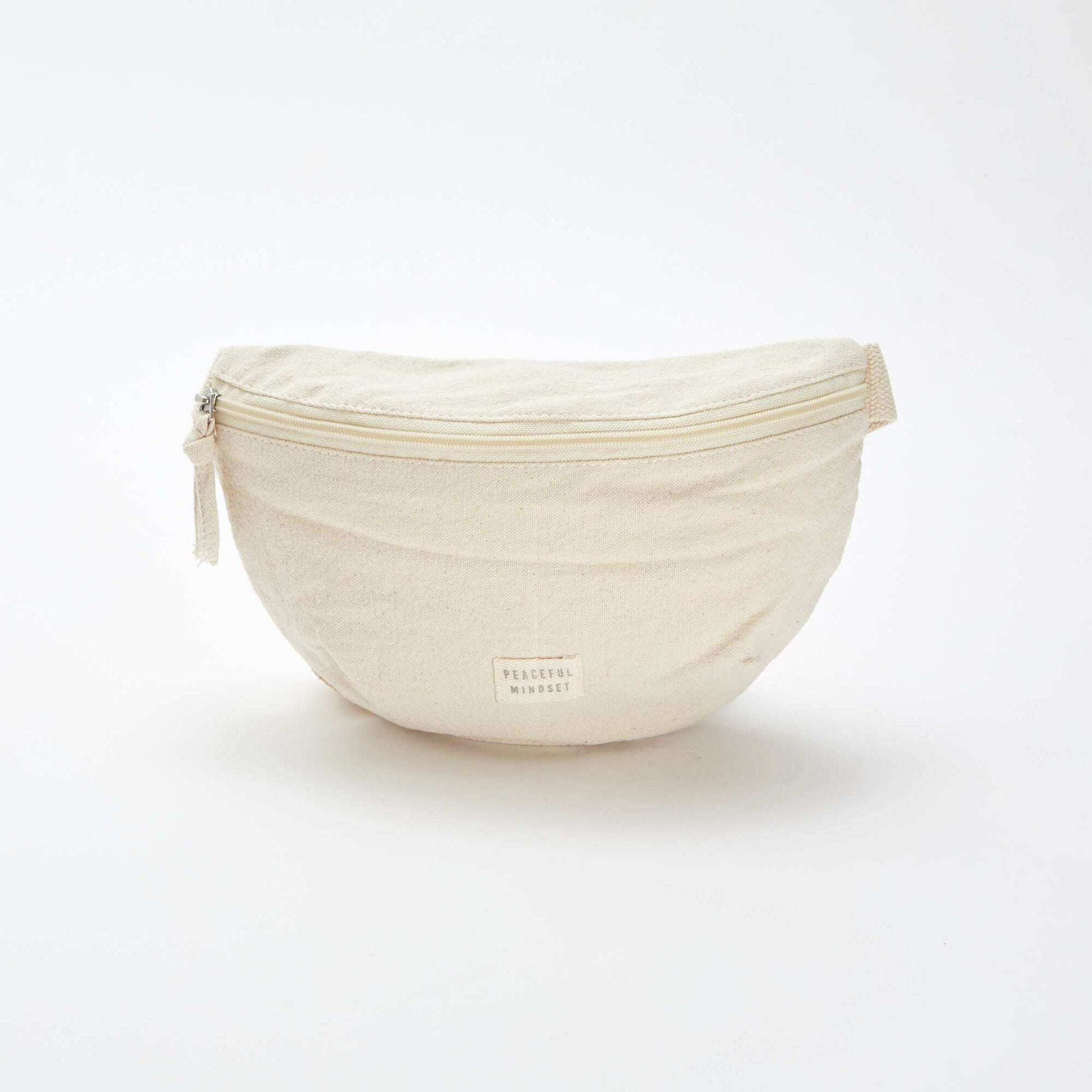Grand sac banane avec étiquette tissée BEIGE
