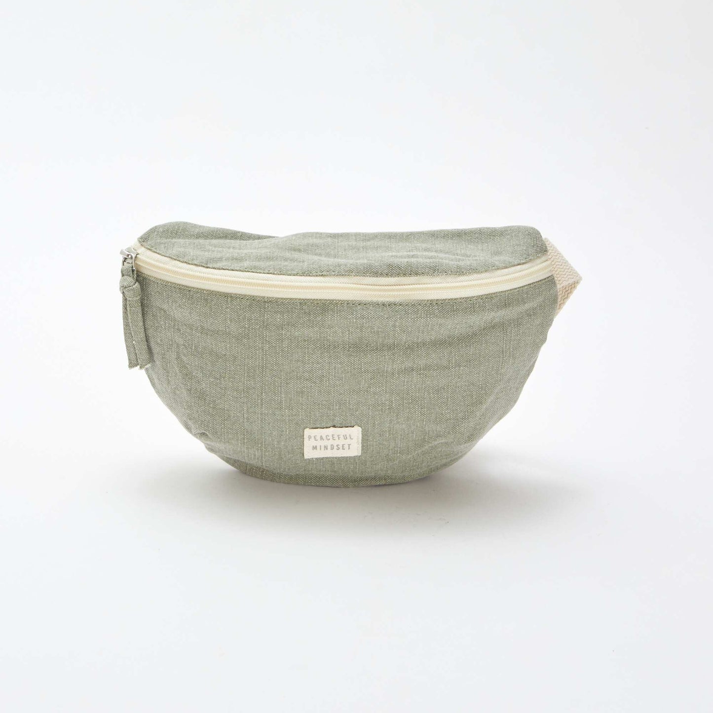 Grand sac banane avec étiquette tissée KAKI