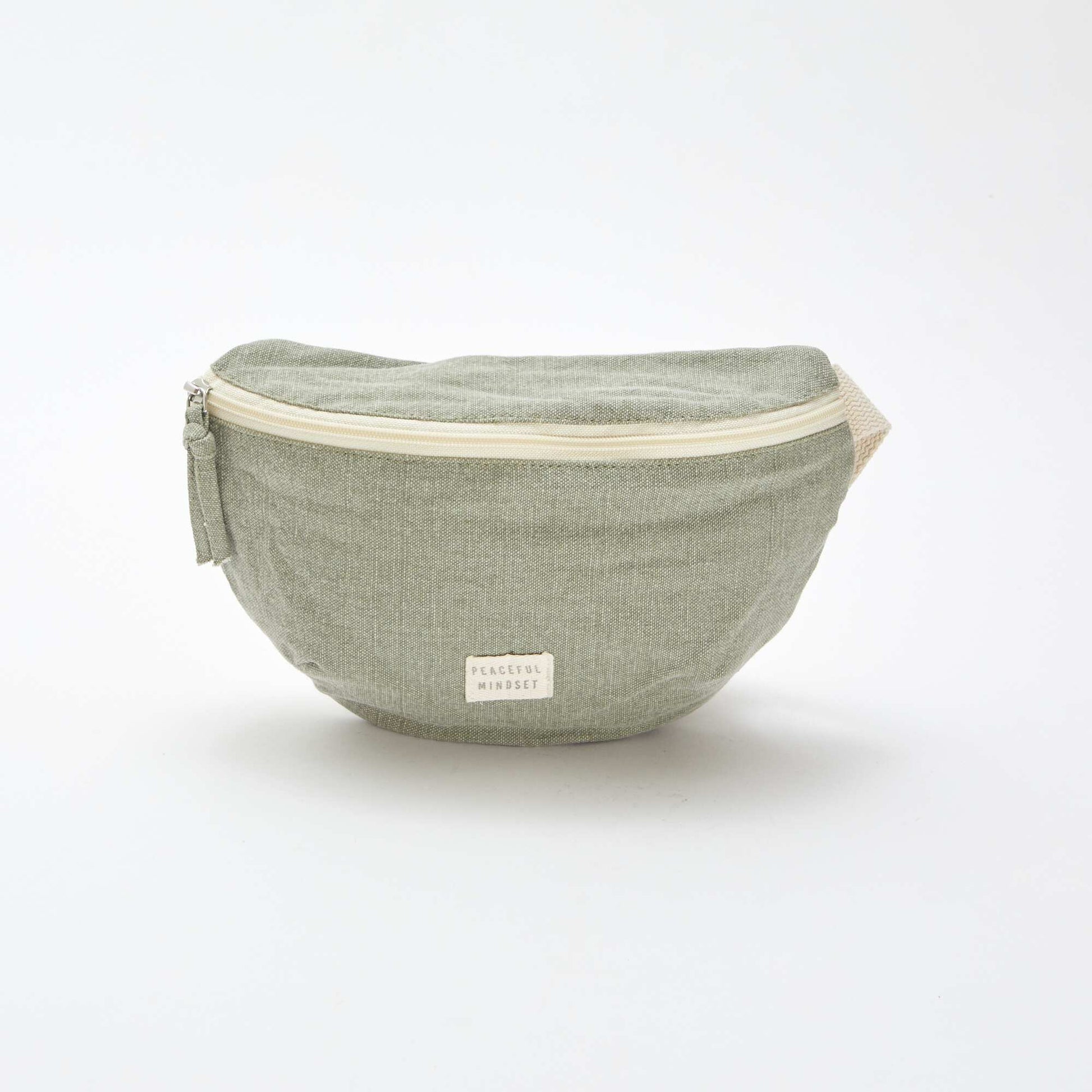 Grand sac banane avec étiquette tissée KAKI