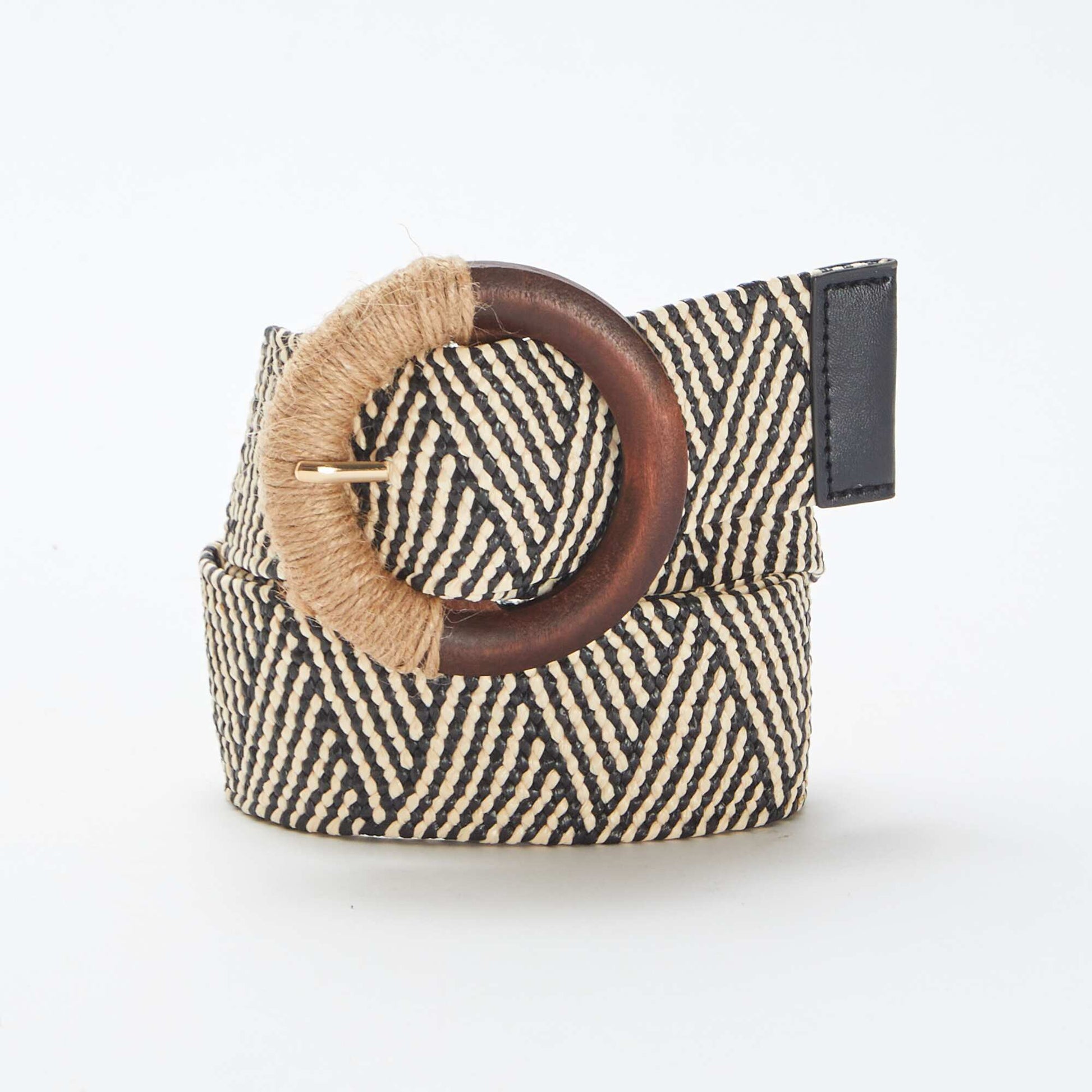 Ceinture bicolore effet tressé NOIR