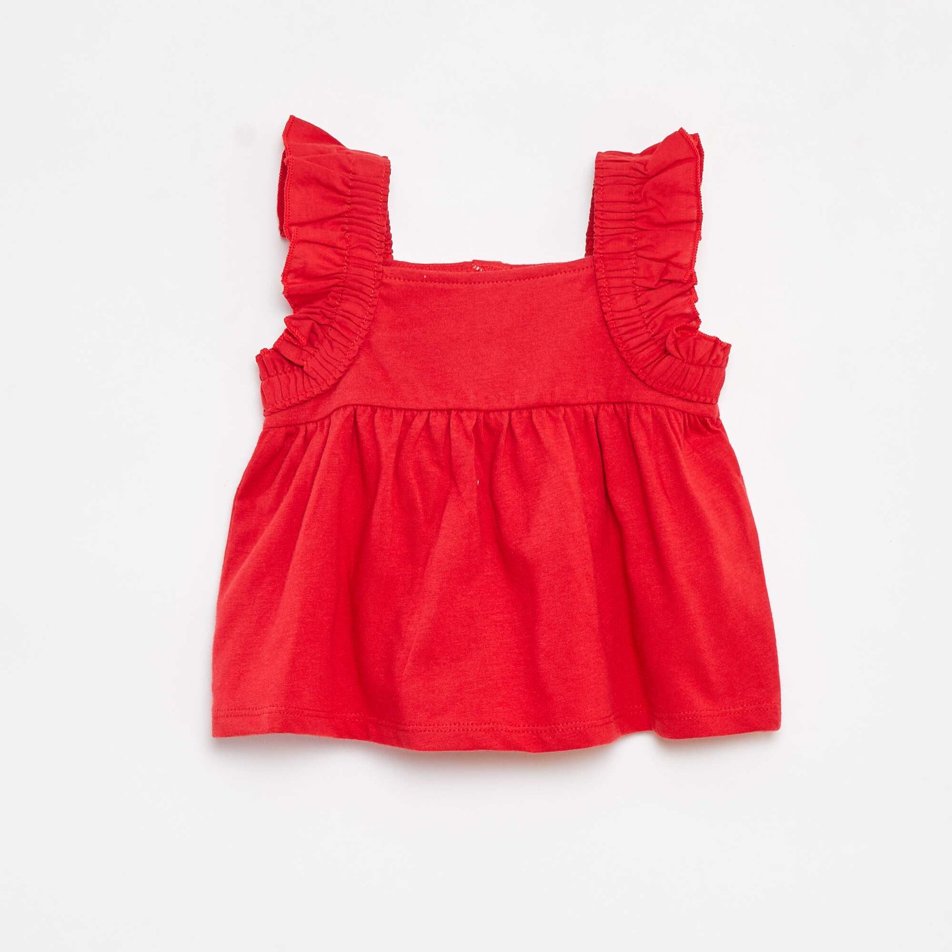 Top sans manches avec volants ROUGE