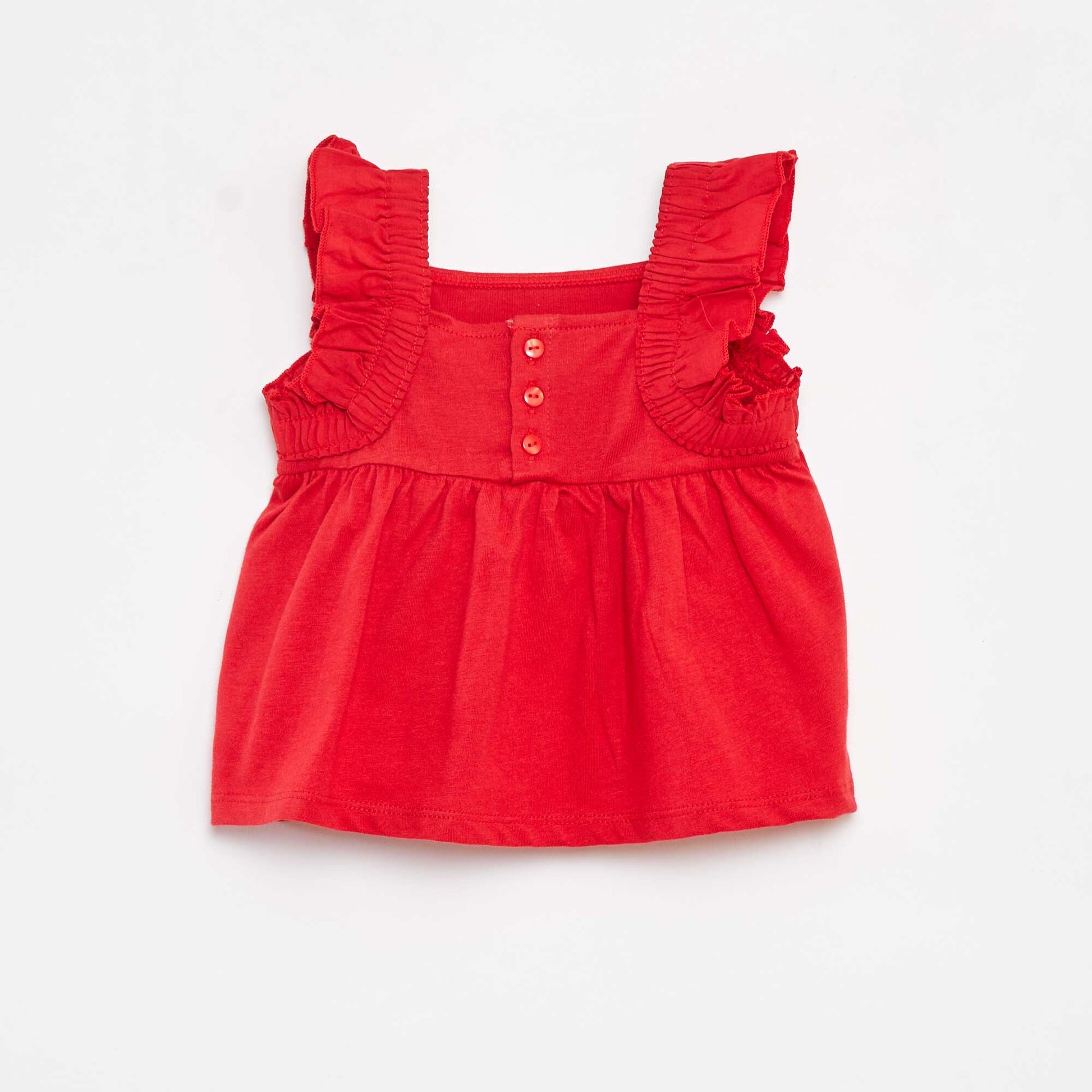 Top sans manches avec volants ROUGE