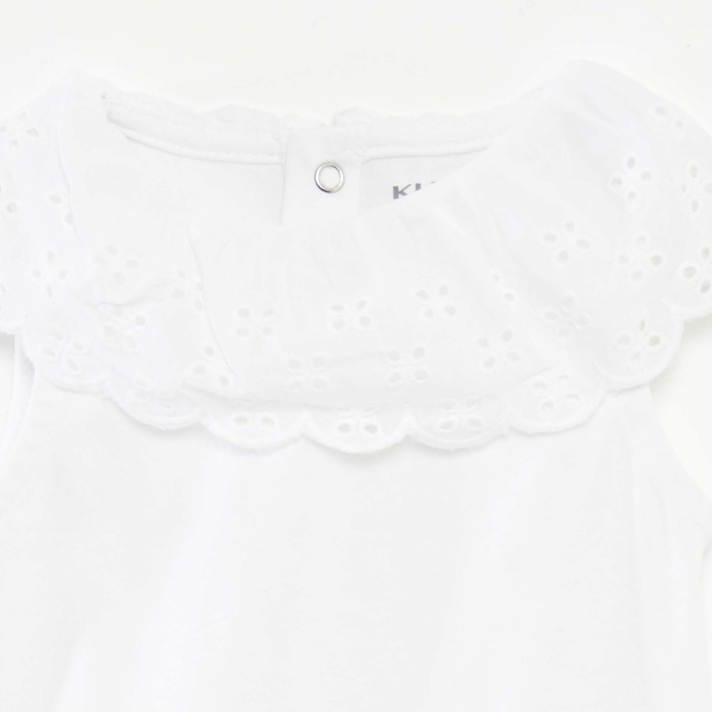 Body sans manches à col large en broderies anglaises BLANC