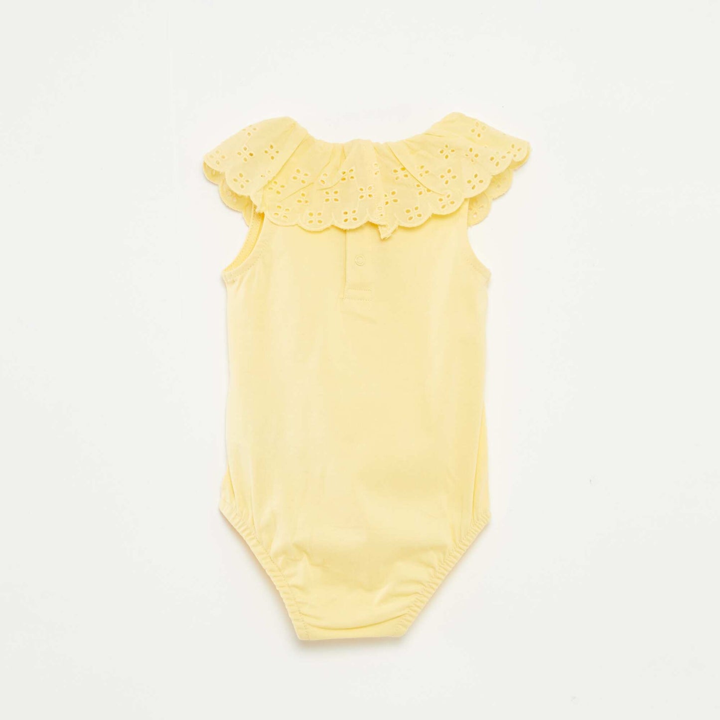 Body sans manches à col large en broderies anglaises JAUNE