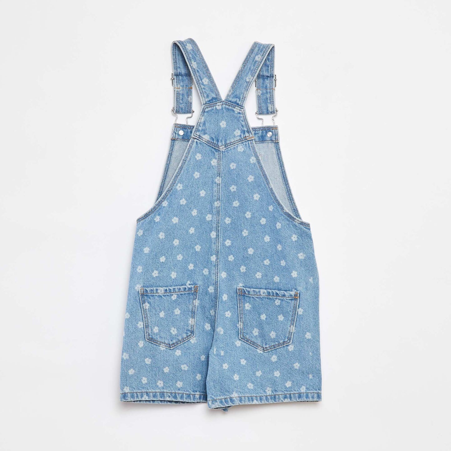 Salopette short en jean  avec poche poitrine BLEU