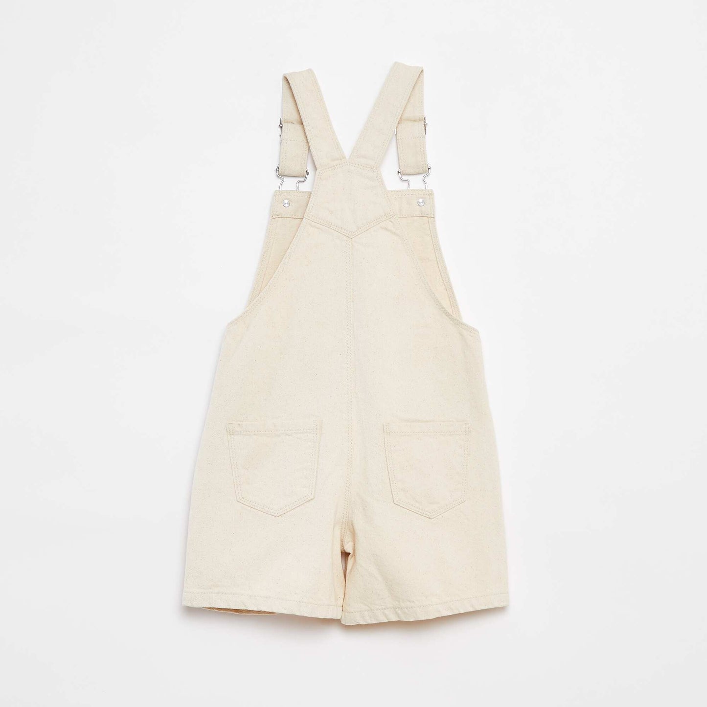 Salopette short en jean  avec poche poitrine BLANC
