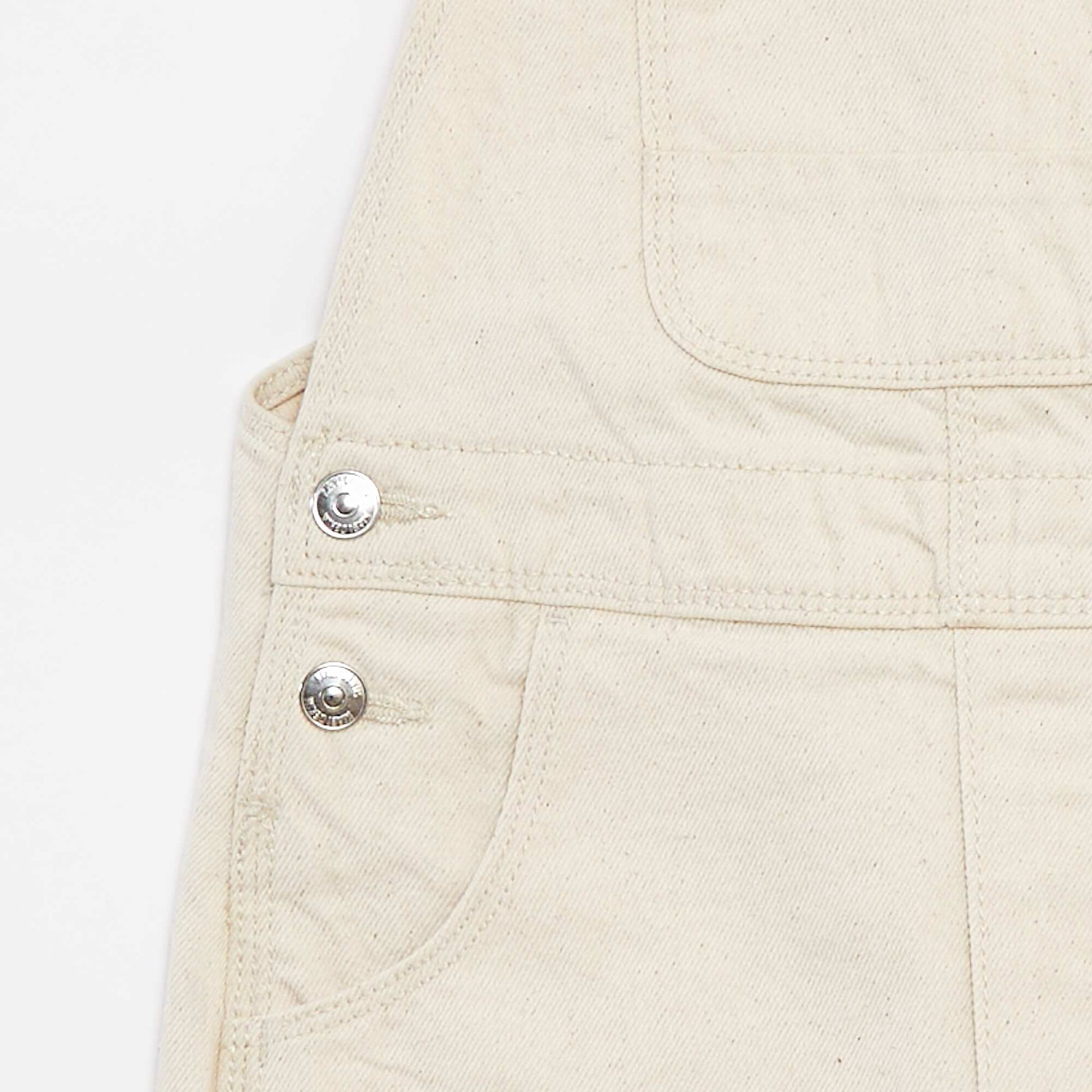 Salopette short en jean  avec poche poitrine BLANC
