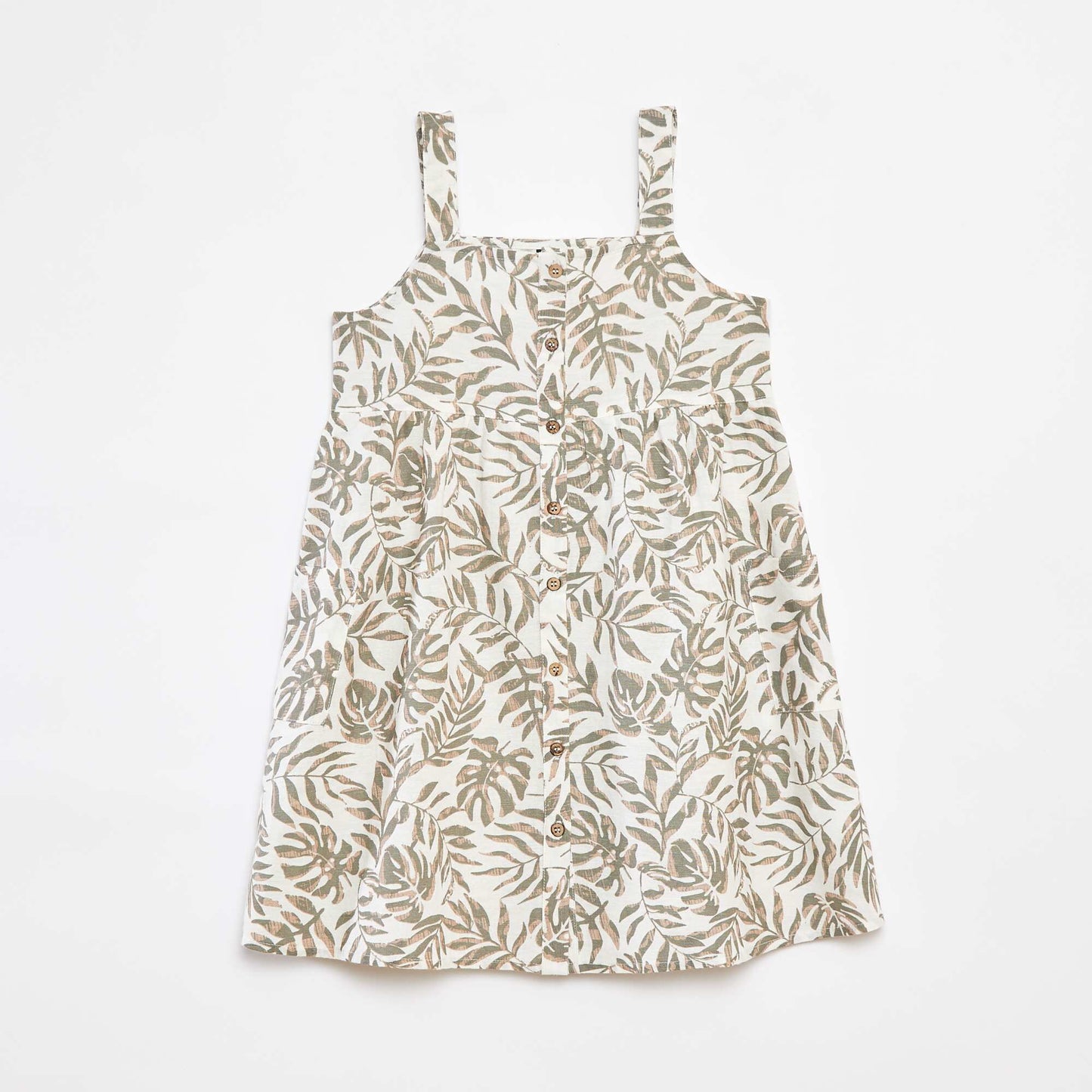 Robe en lin mélangé à ouverture boutonnée BLANC