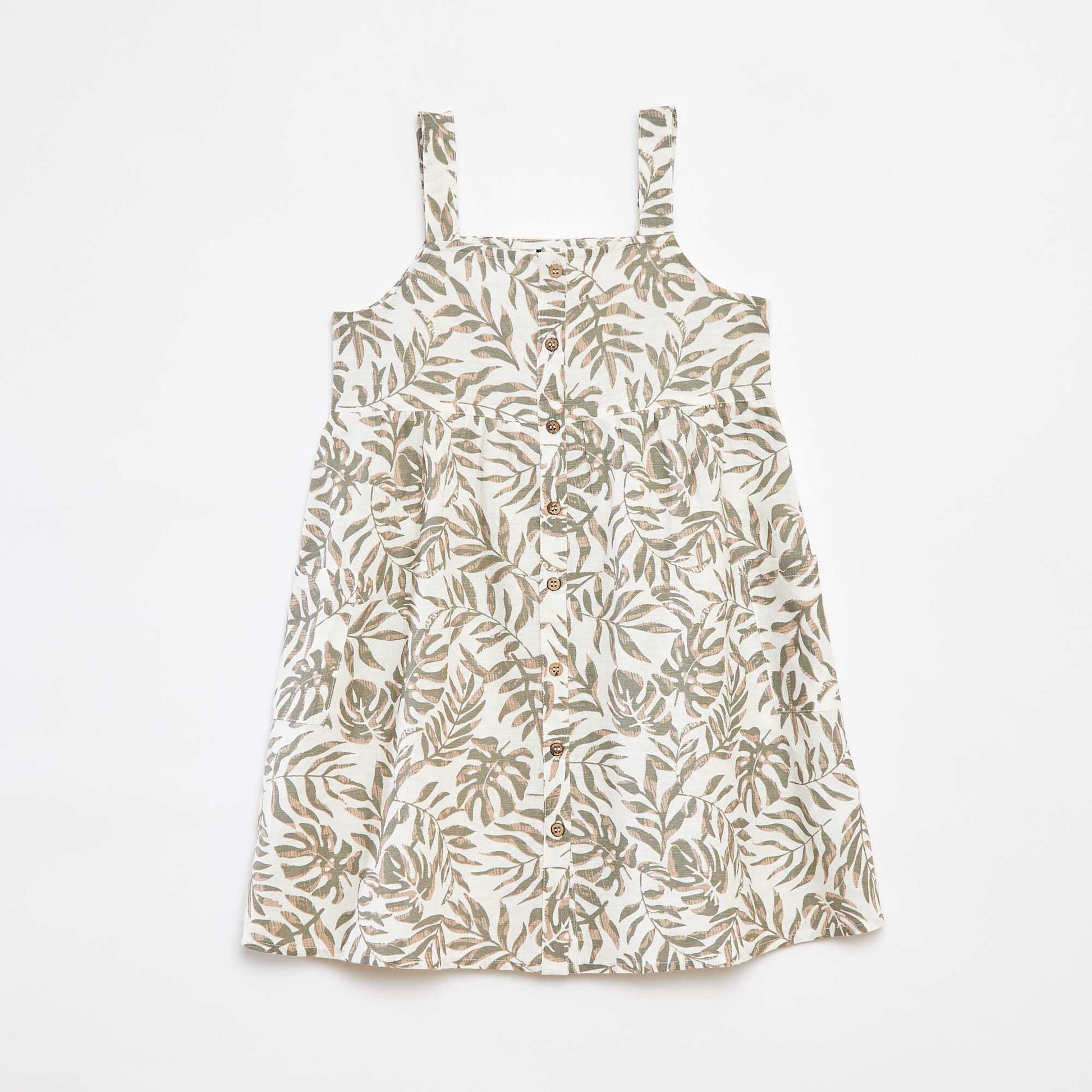 Robe en lin mélangé à ouverture boutonnée BLANC