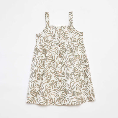 Robe en lin mélangé à ouverture boutonnée BLANC