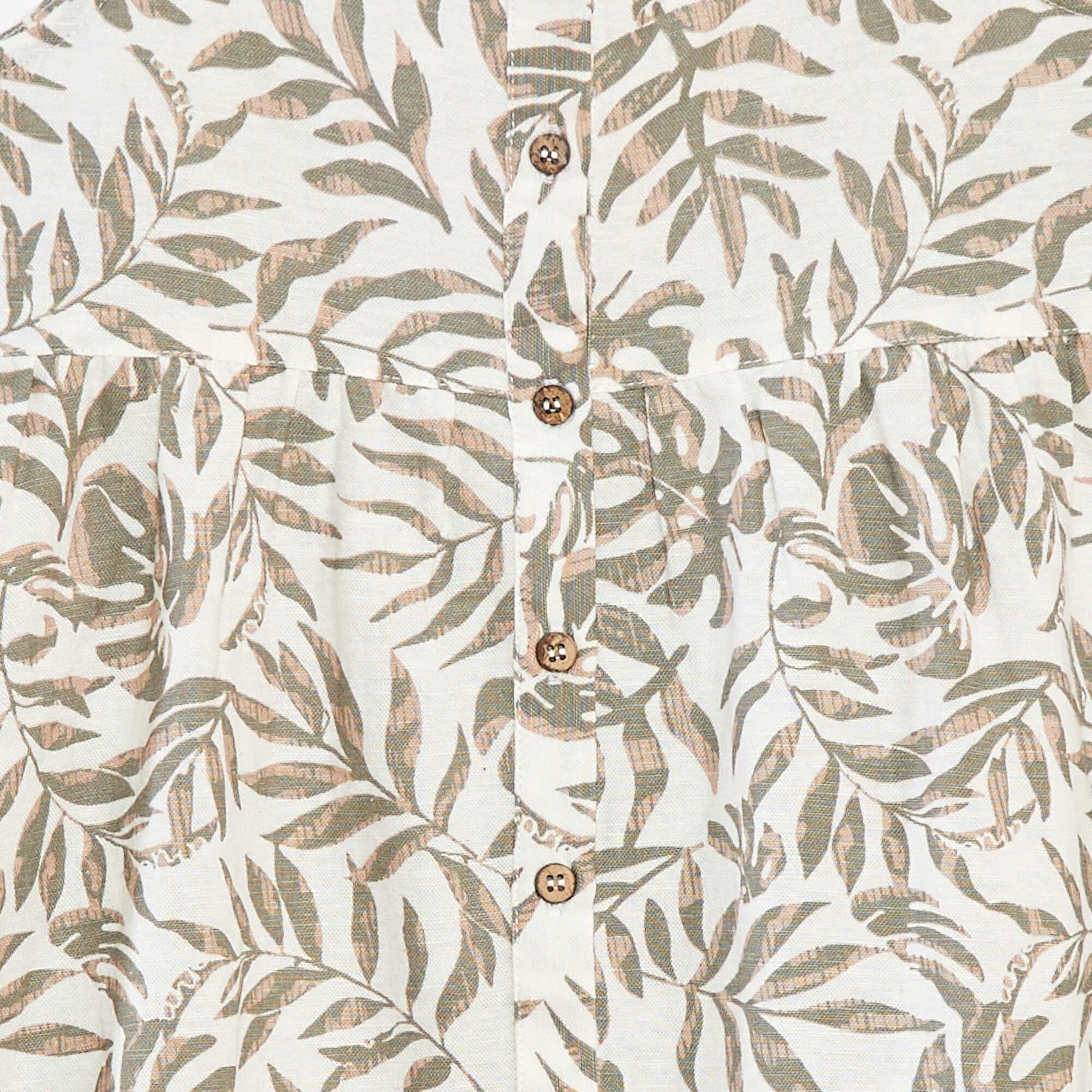Robe en lin mélangé à ouverture boutonnée BLANC