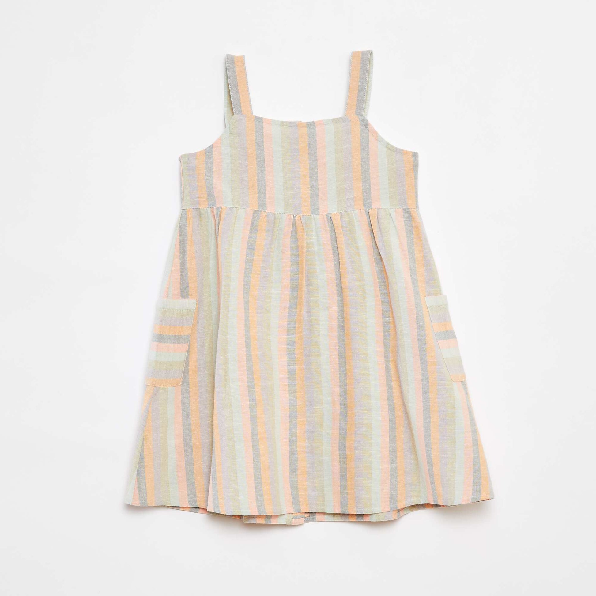 Robe en lin mélangé à ouverture boutonnée VERT