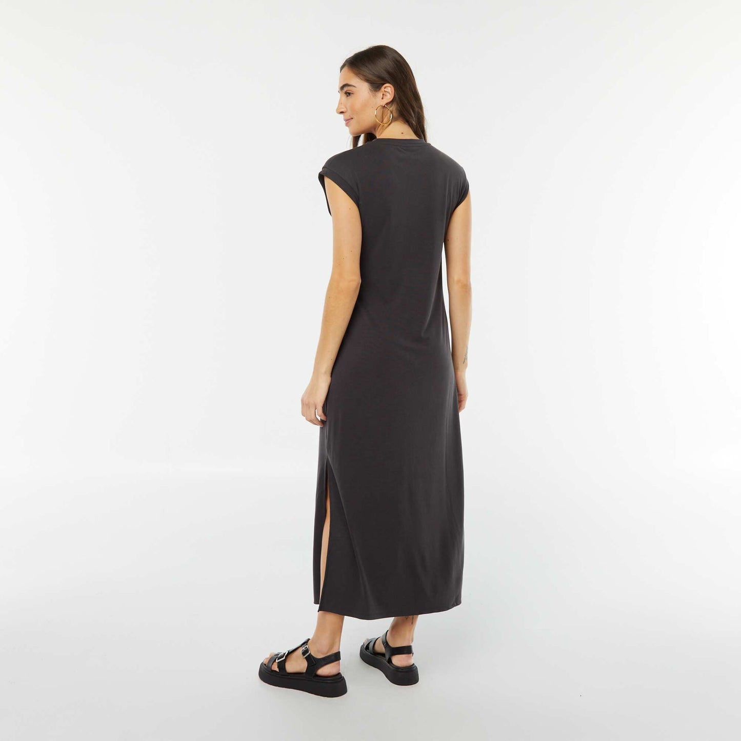 Robe midi sans manches nouée devant GRIS