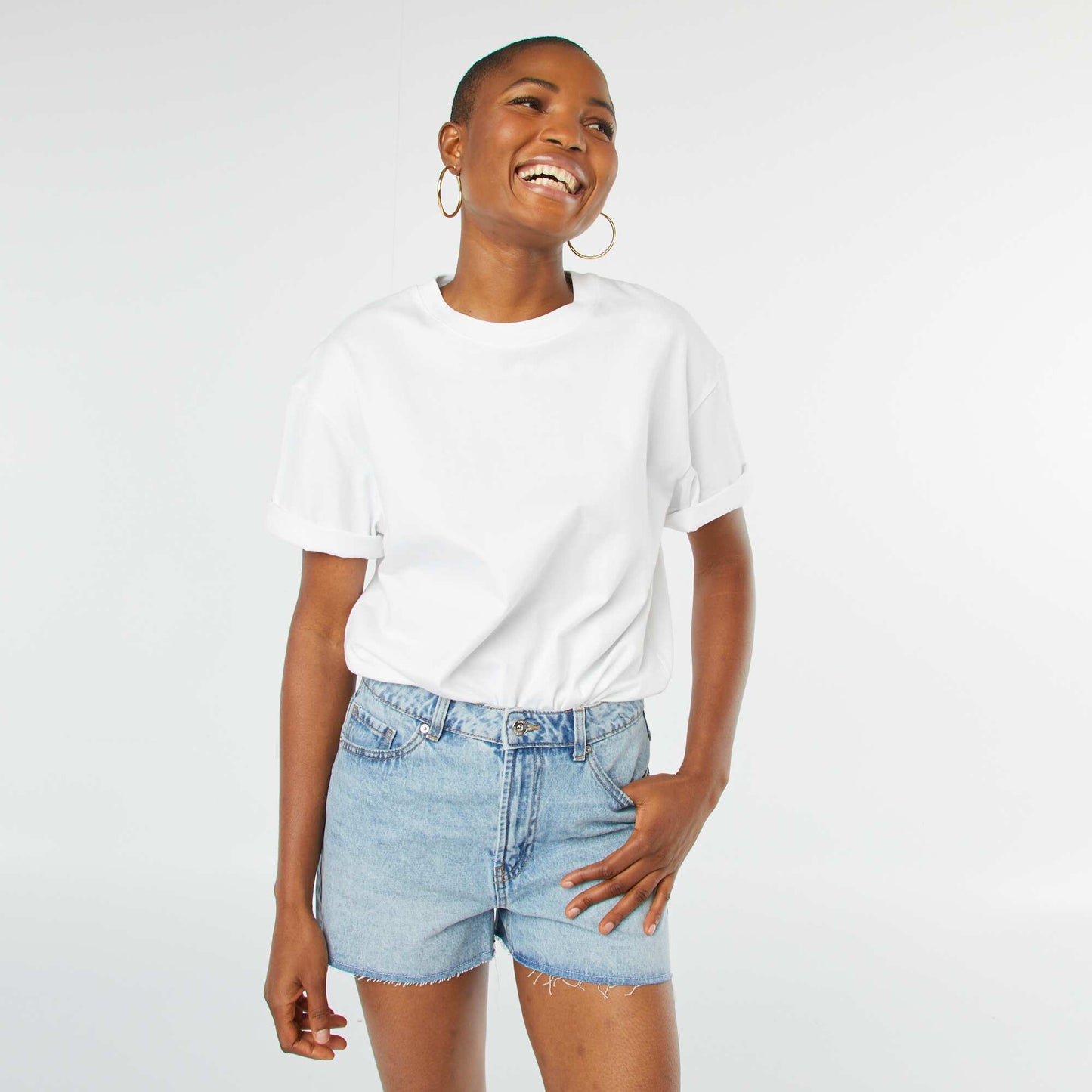 Short en denim avec finitions à cru TRIPLE STONE