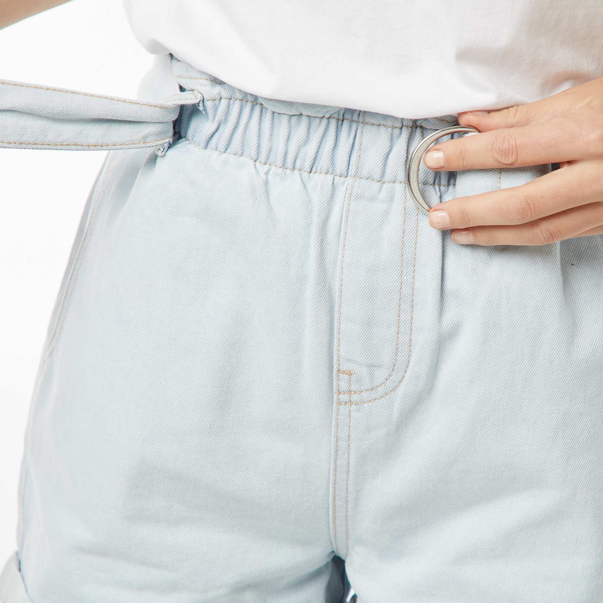 Short en jean taille haute BLEU