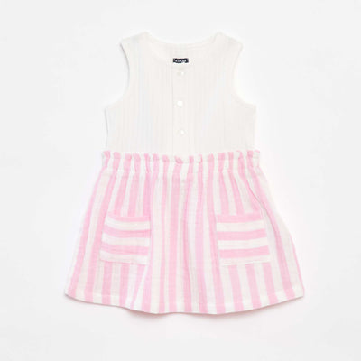 Robe sans manches rayée ROSE