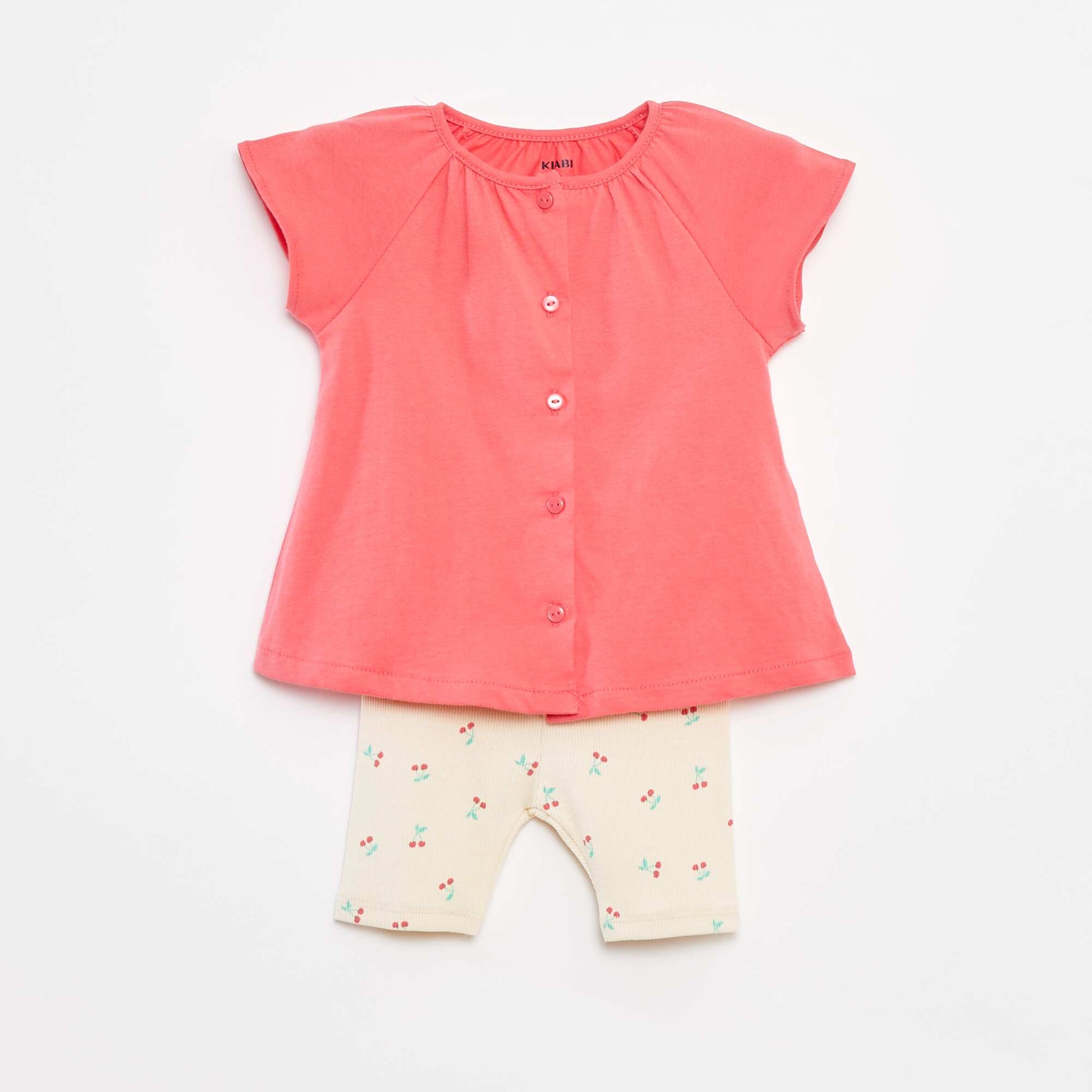 Ensemble 2 pièces tee-shirt + legging imprimé ROSE