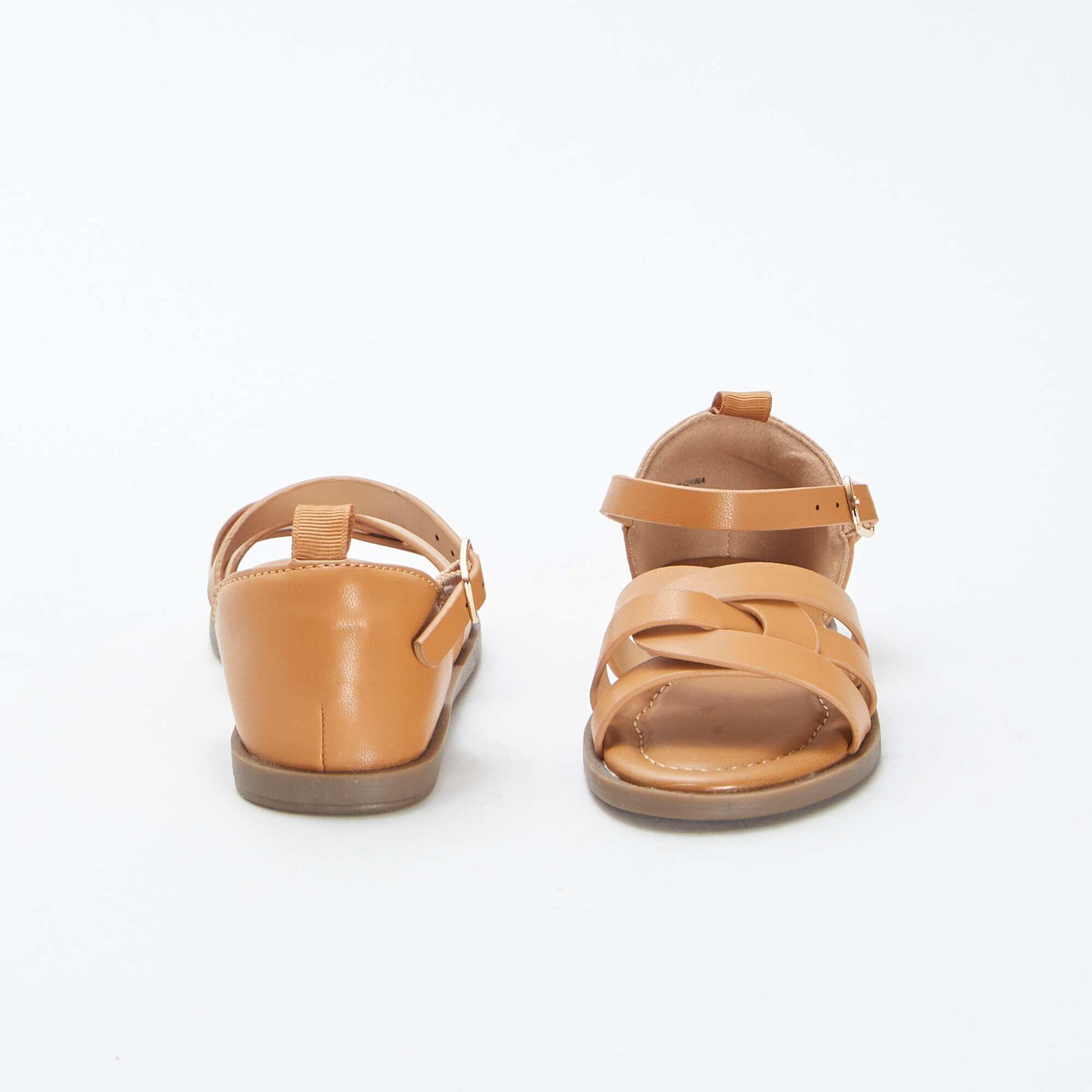 Sandales multiples brides avec talons fermés MARRON