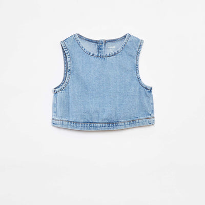 Top sans manches en denim BLEU
