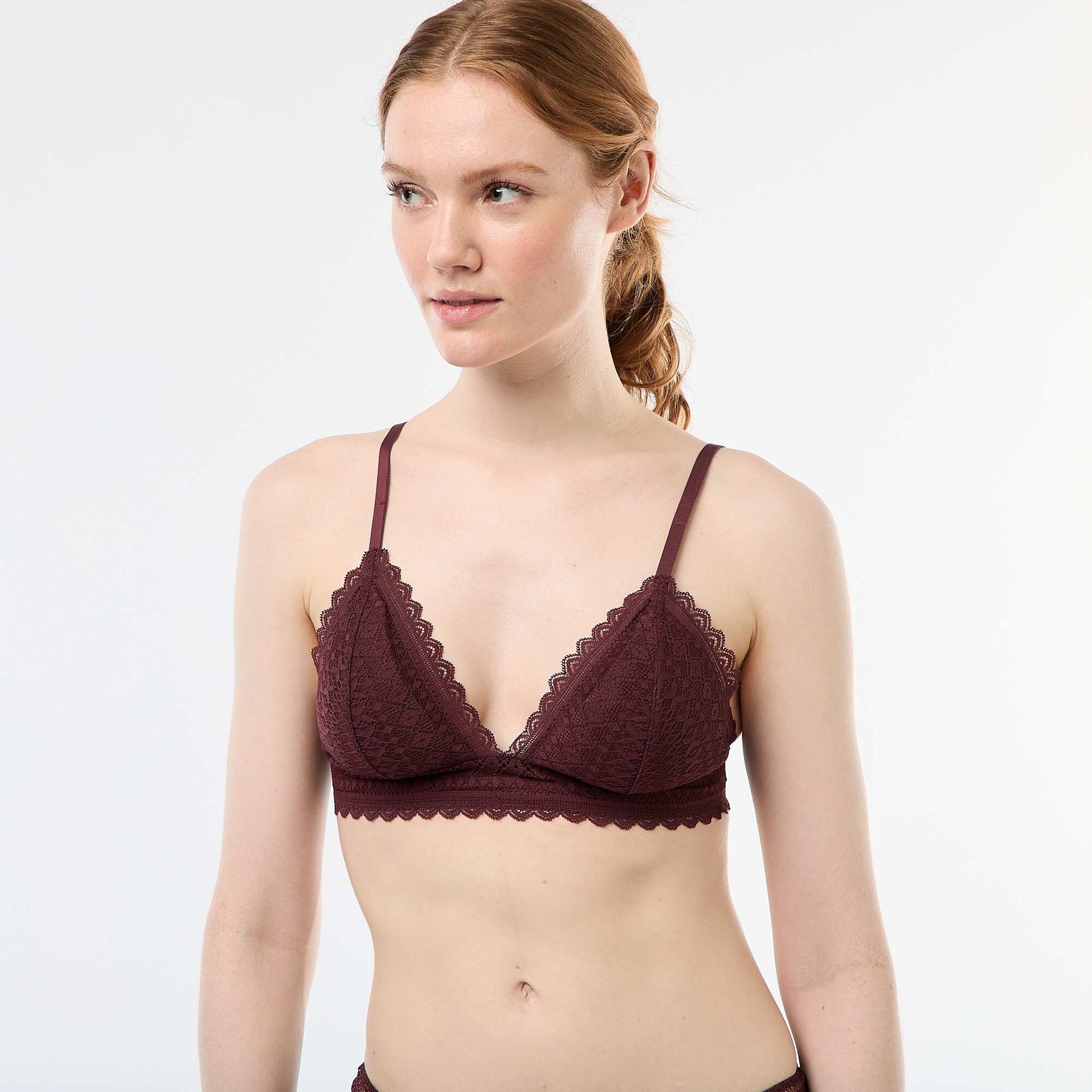 Soutien-gorge triangle en dentelle MARRON