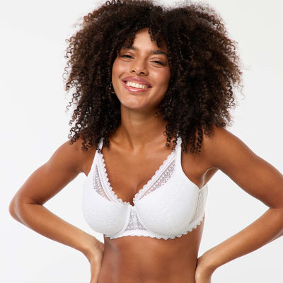 Soutien-gorge corbeille emboîtant en dentelle BLANC